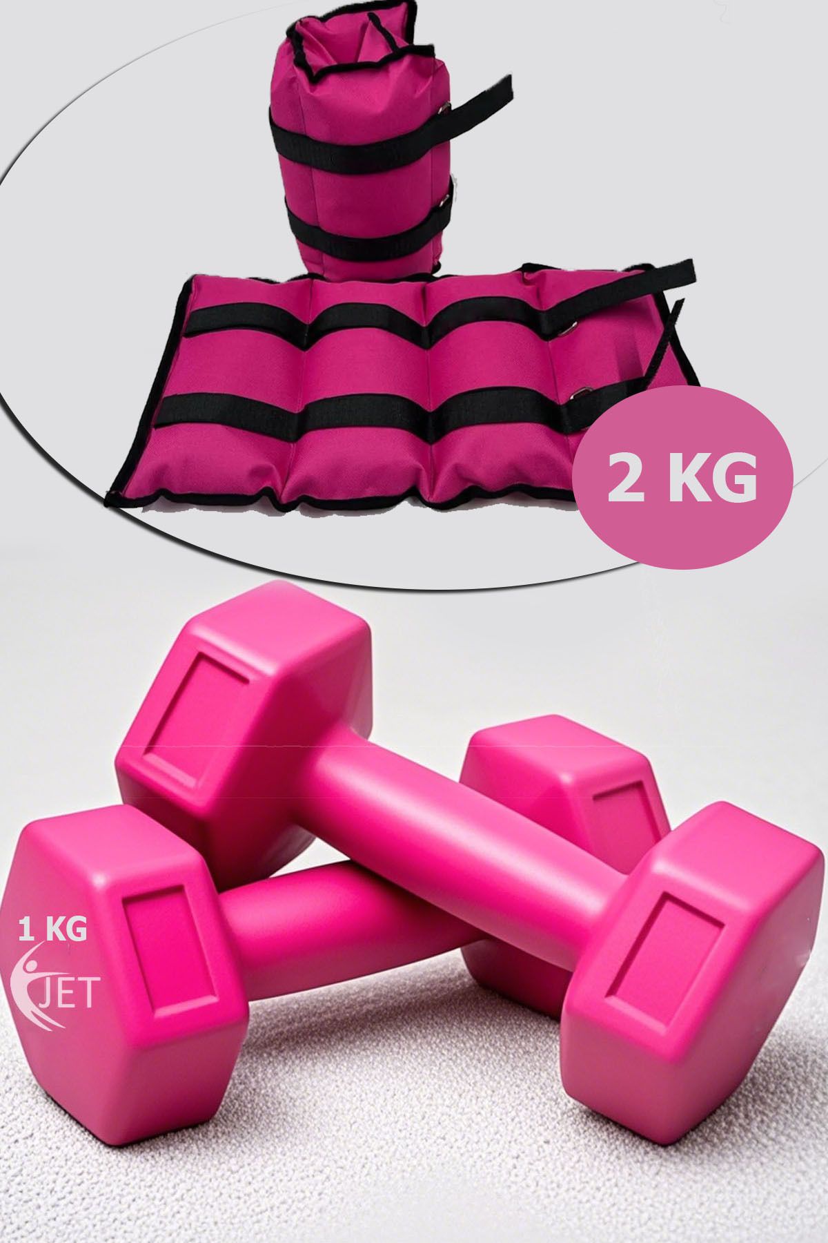 Jet 2 Kg El & Ayak Ağırlığı Ve 1 Kg Dambıl Seti El Ayak Bilek Ağırlık Kum Torbası Setleri Pembe