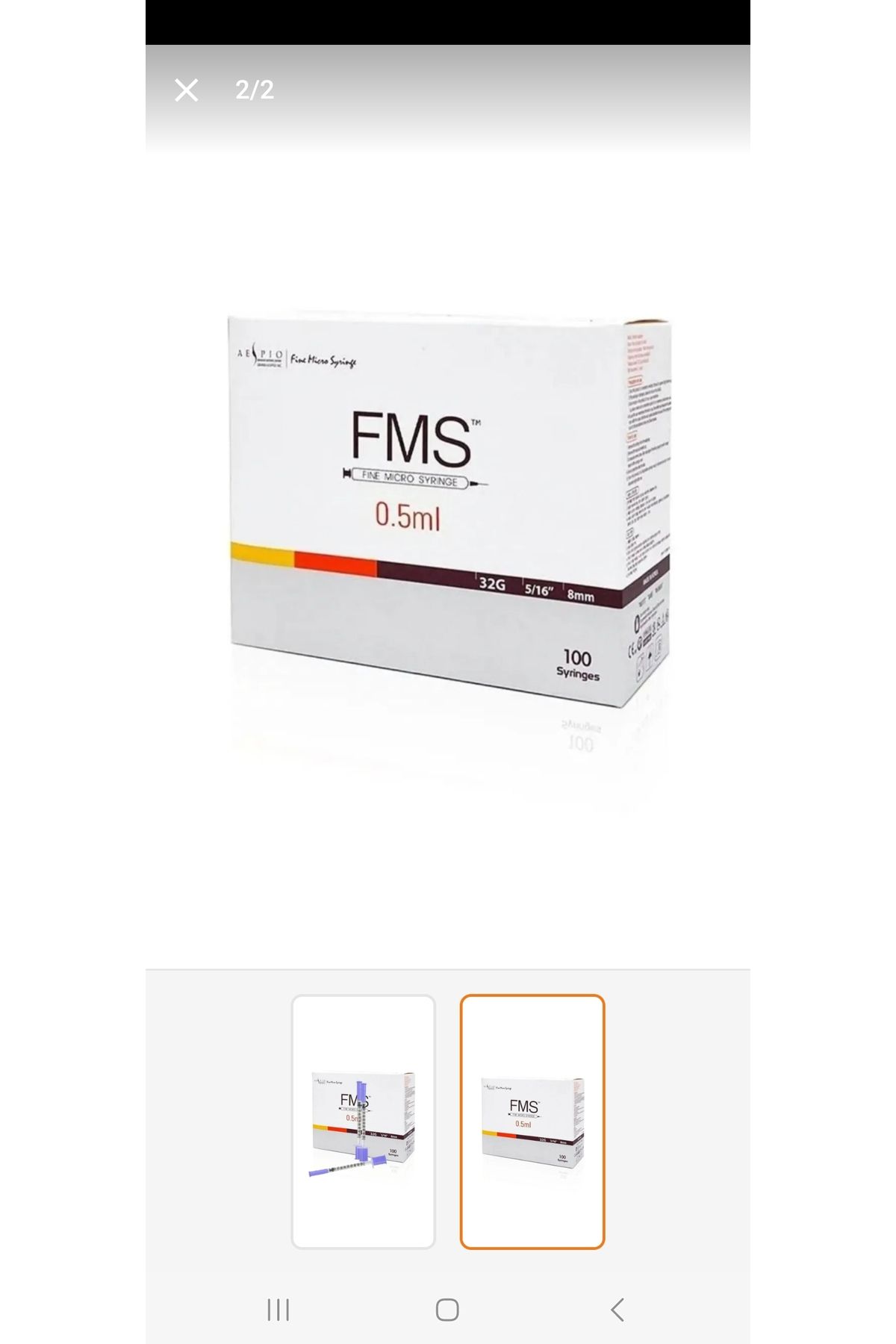 FMS Micro fine enjektoru 0.5 ml Enjektor 32g x 8 mm 100 adet