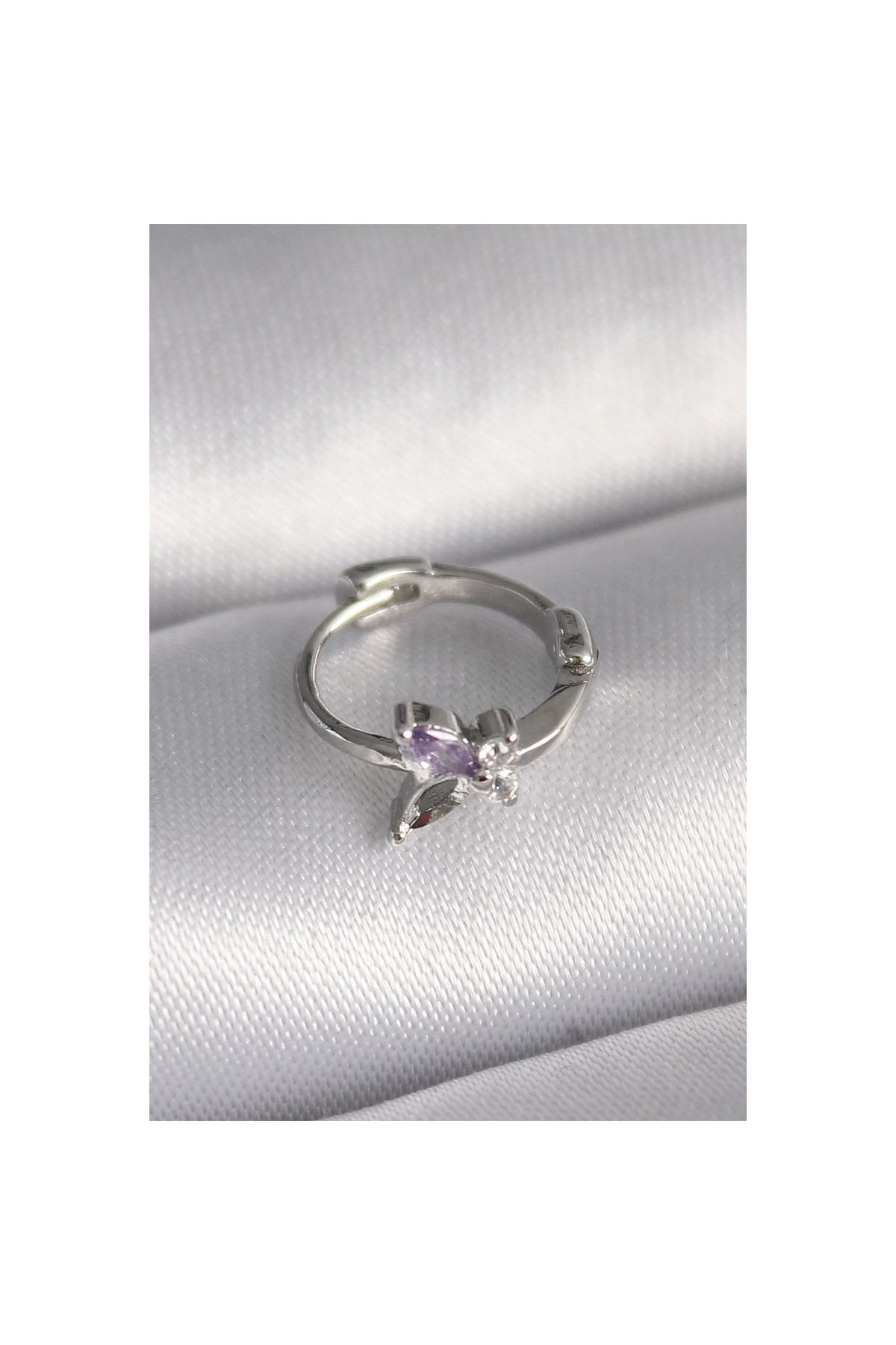 Narnuga 316L Çelik Gümüş Renk Zirkon Taşlı Kelebek Model Tragus Piercing - TJ-PR1329