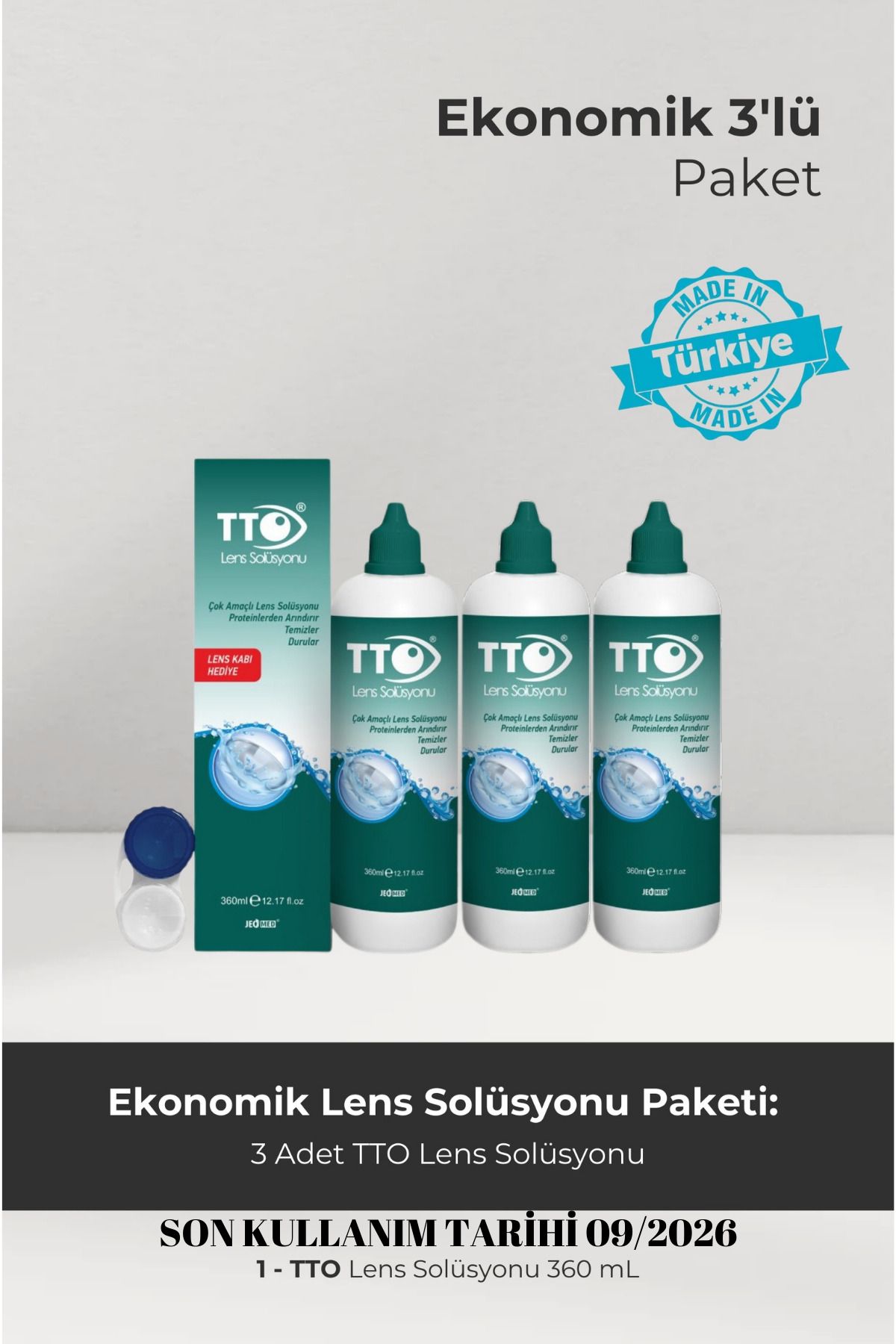 TTO LENS SOLÜSYONU 360 ML 3 ADET SON KULLANIM TARİHİ 09.2026