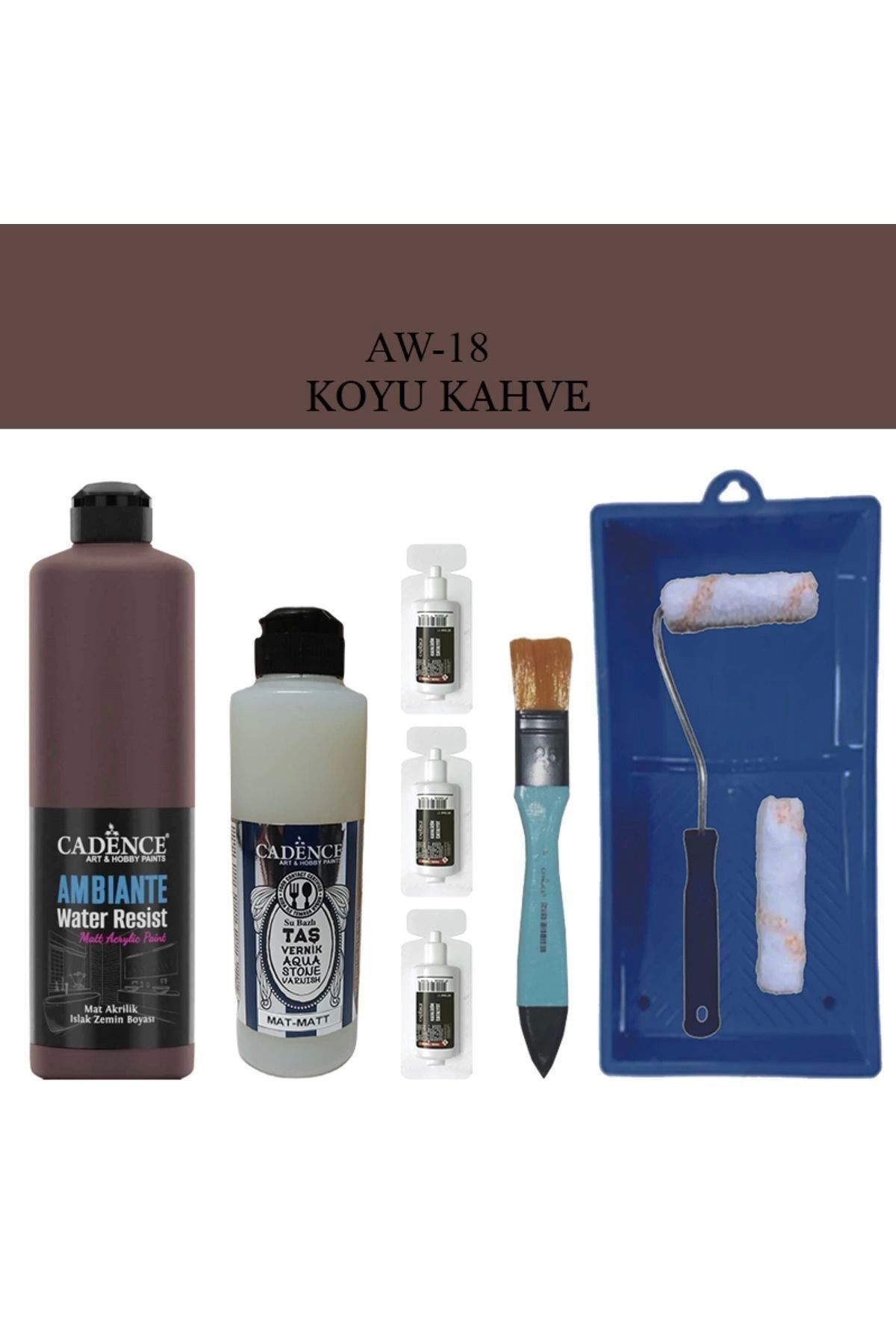 Cadence Boya Fayans Tezgah B-ambiente Islak Zemin Aw-18 K.kahve 500ml Katalizör 30gr Mat Taş Vernik