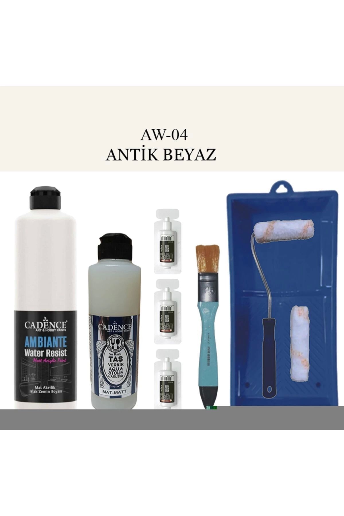 Cadence Boya Fayans Tezgah B-ambiente Islak Zemin Aw-04 Antikbeyaz 500ml Katalizör 30gr Mat Taş Vern