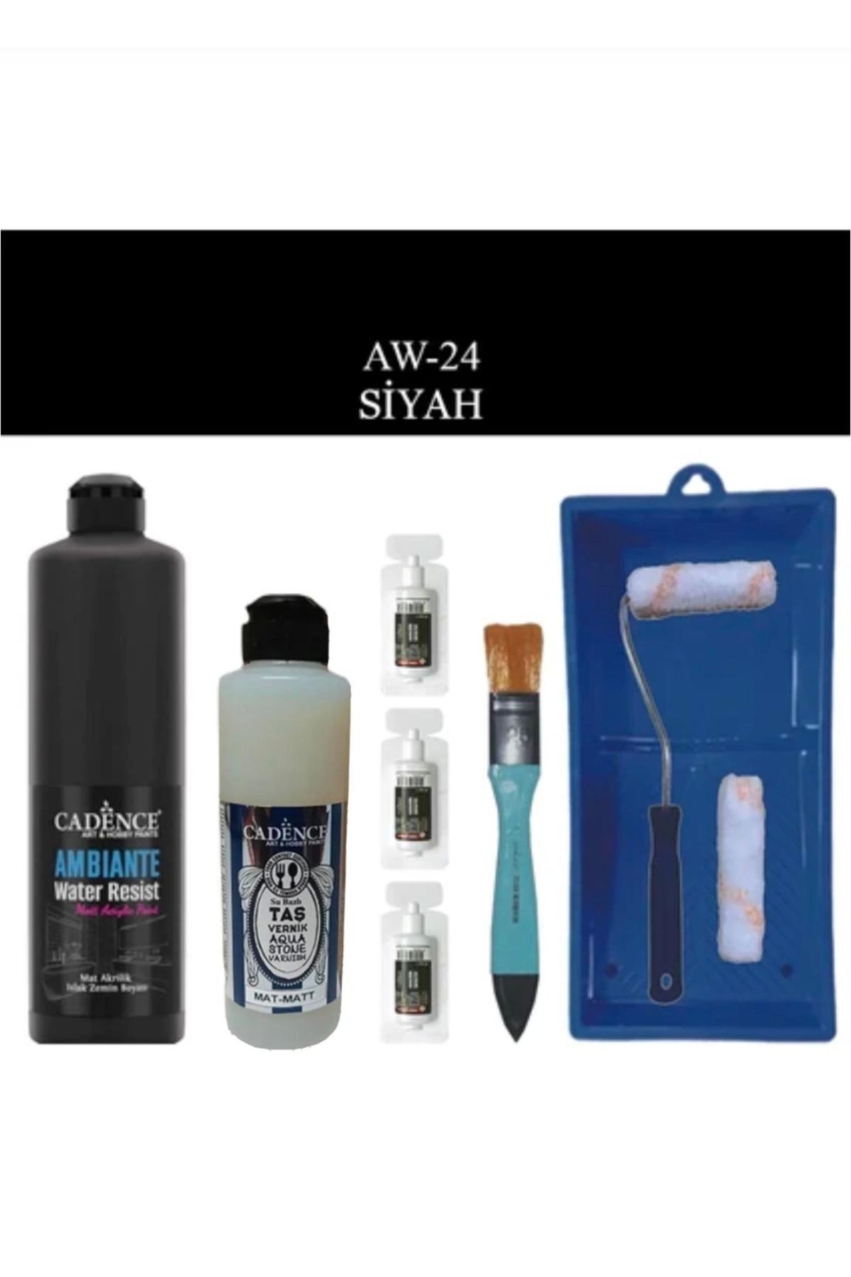 Cadence Boya Fayans Tezgah B-ambiente Islak Zemin Aw-24 Siyah 500ml Katalizör 30gr Mat Taş Vernik 25