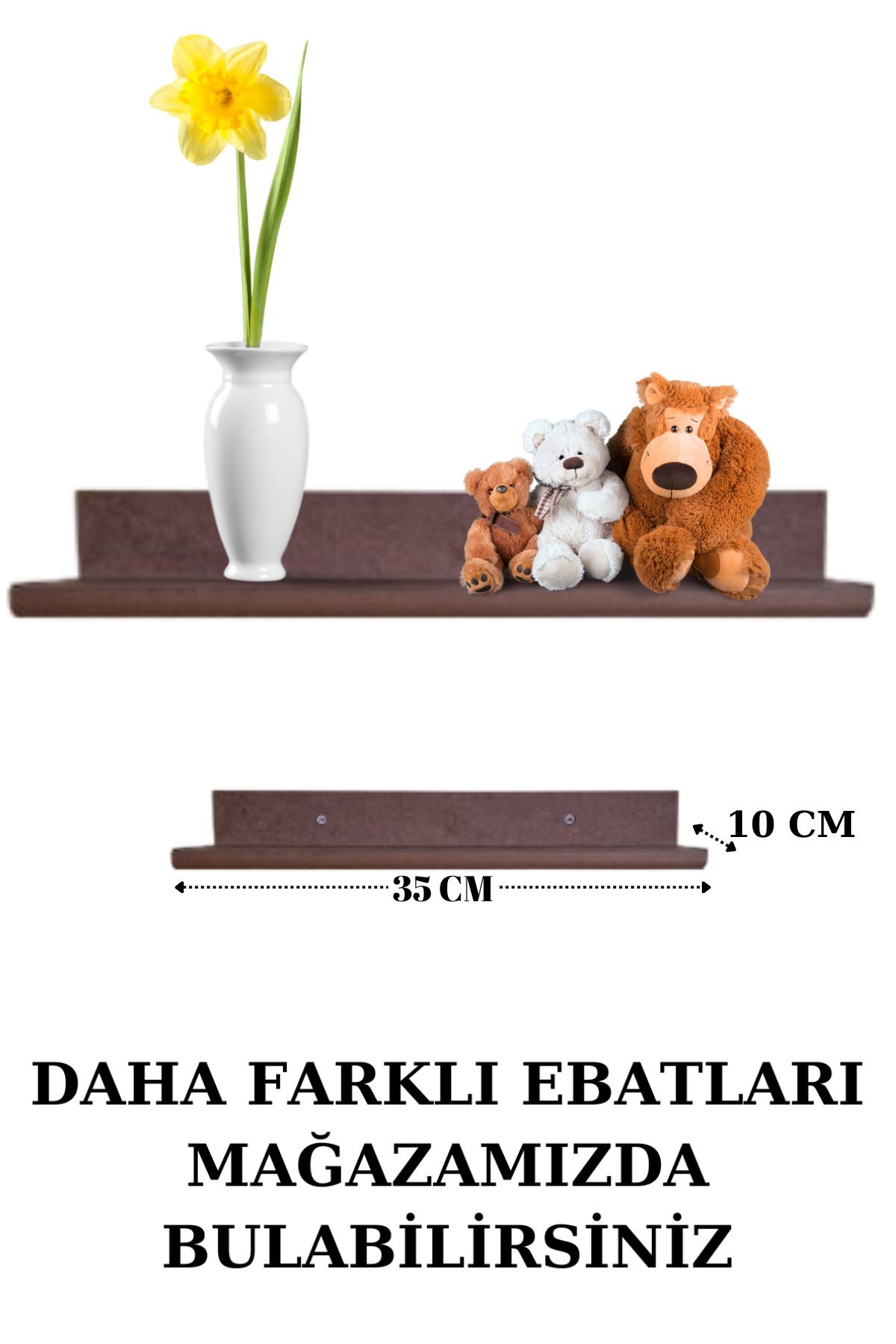 X TİME Tekli Duvar Rafı 35 CM Oda Salon Çalışma Odası Çocuk Odası Dresuar Boyanabilir Raf 35x10 U105G15K18