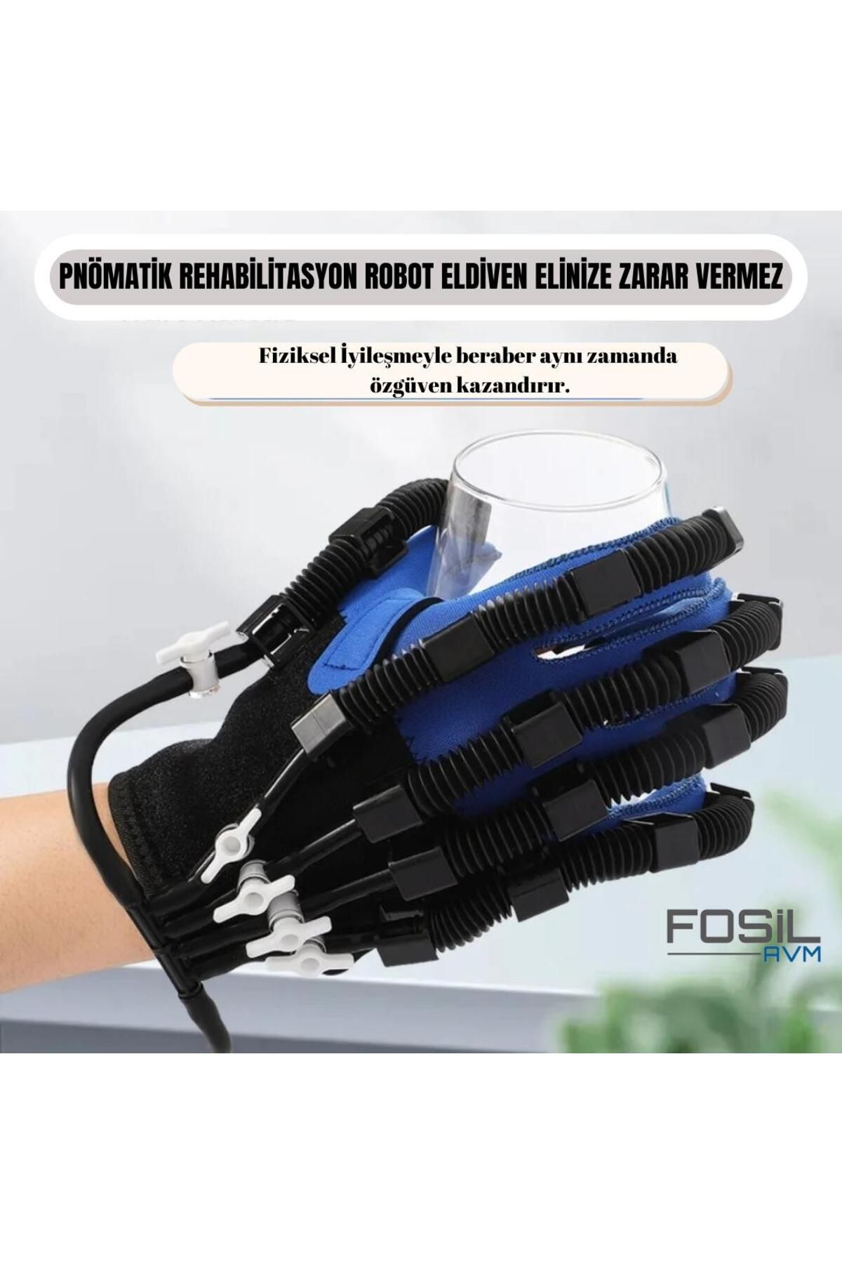 FOSILAVM Hemipleji Robot Eldiven El Egzersiz Aracı İnme Hasta Robotik Rehabilitasyon Eldiveni