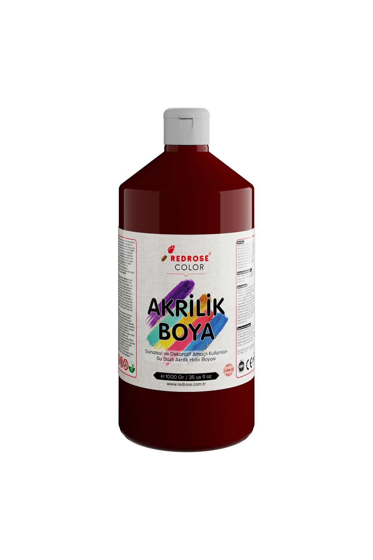 REDROSE COLOR Bordo Akrilik Boya 1000gr, Dekoratif Hobi Amaçlı Sanatsal Canlı Renkler