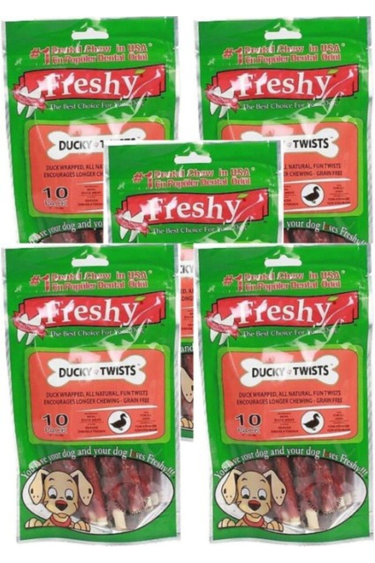 Orqinel Freshy Ducky Twists - Ördek Kaplı Sütlü Burgru Köpek Ödülü 90 gr-10 Çubuk 5li Paket(Ekonomik Paket)