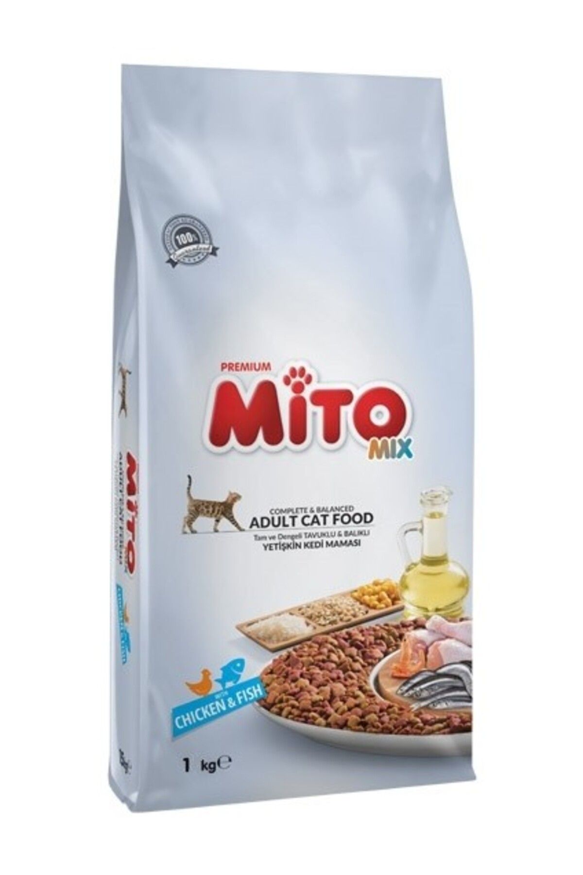 Mito Adult Cat Tavuklu ve Balıklı Renkli Taneli Yetişkin Kedi Maması 1 kg