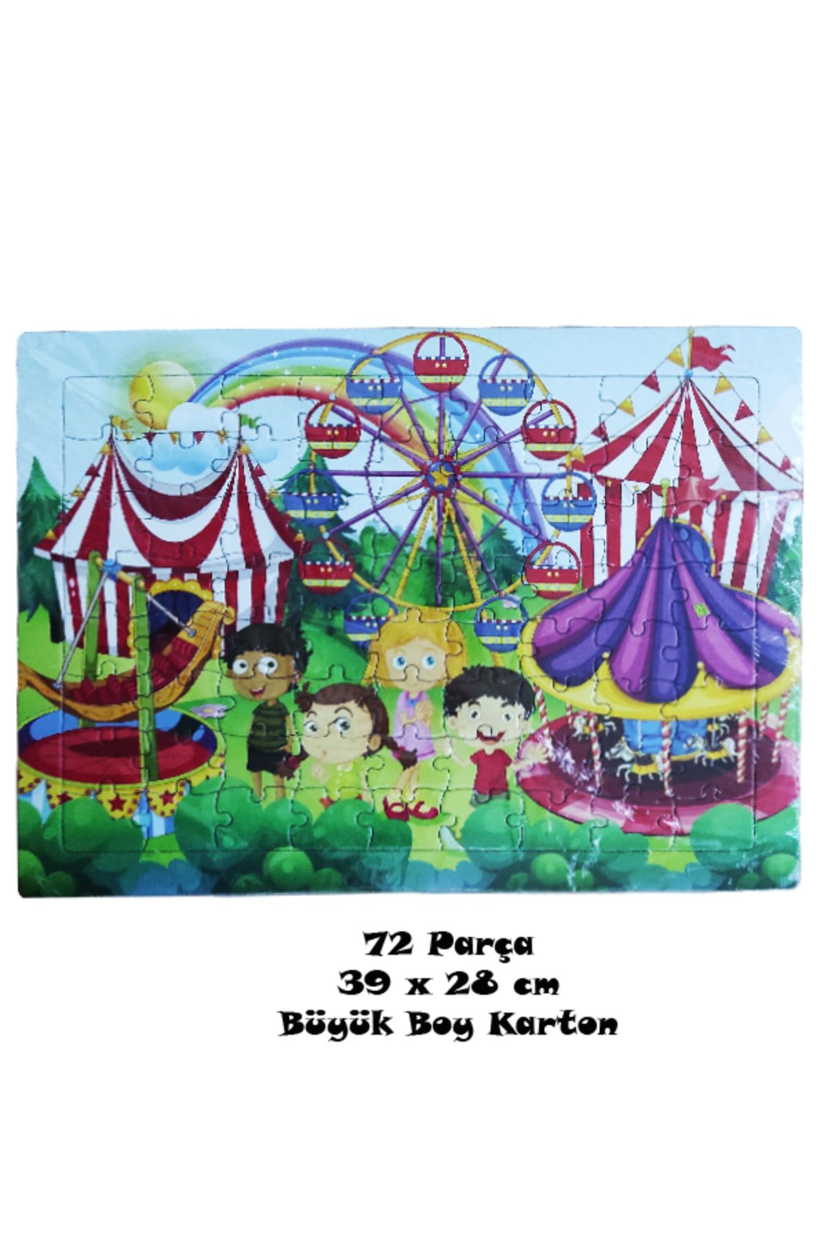 dudu kids Büyük Boy 72 Parça Karton Yapboz Puzzle 7 Yaş+ 39x27cm - Lunapark-1