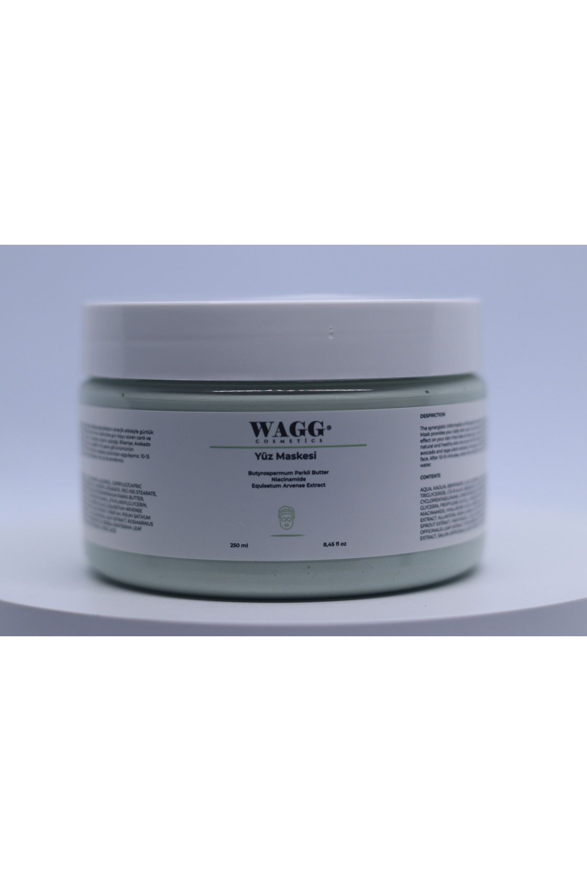 WAGG Cosmetics Tüm cilt tipleri için yoğun nemlendirici (niacinamide) yüz maskesi 250ML