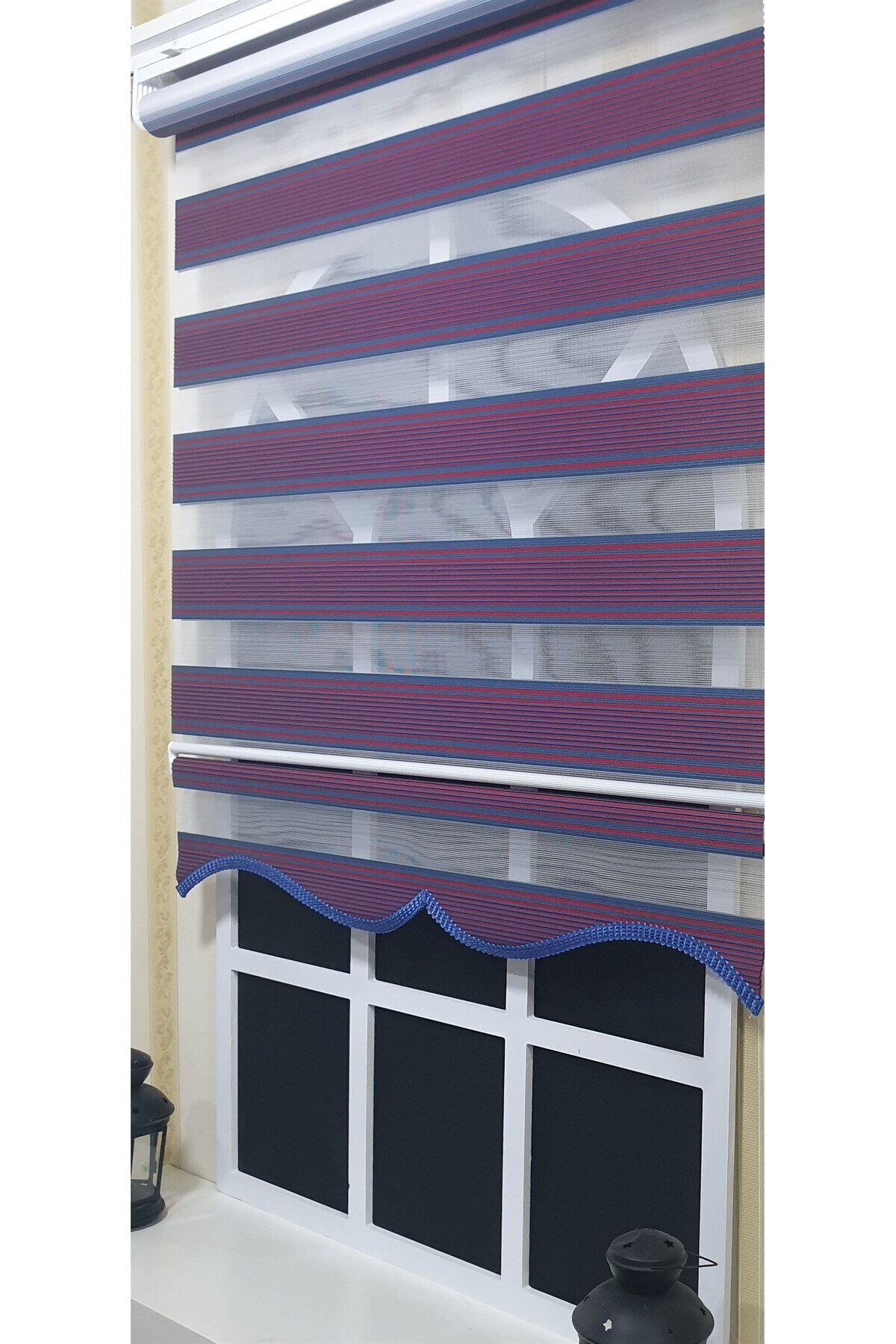 StorBurada-Pleated Zebra Roller Blinds Burgundy Blue Skirt Sectional St 017 2