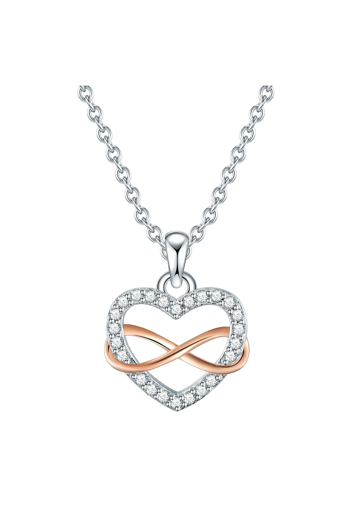 Lulu & Jane-Silberhalskette Kette Mit Anhänger Sterling Silber Bi-color Zirkonia Weiß 1