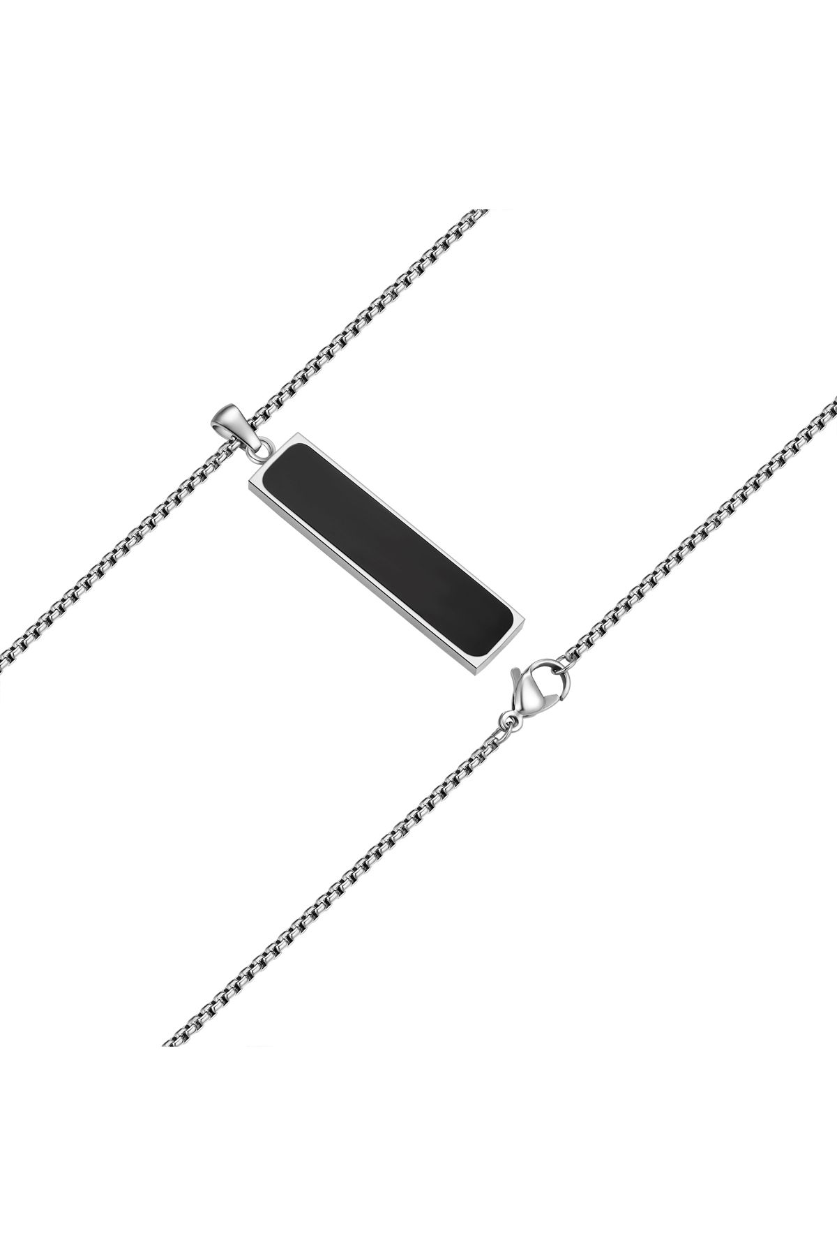 True Rebels-Edelstahlhalskette Kette Mit Anhänger Edelstahl Achat Schwarz 3