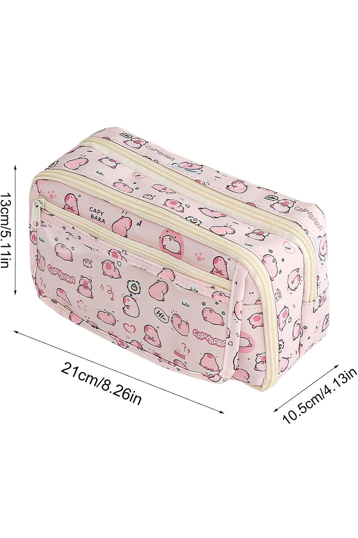 Kawai-Capybara Capybara Transparent Window Multi Compartment Large Capacity Pen Holder Pencil Case 6