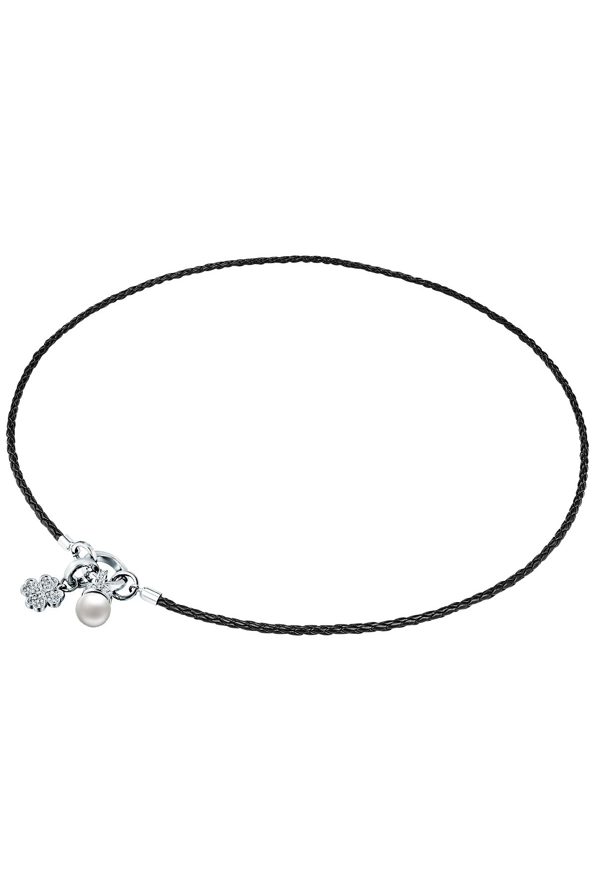 Lulu & Jane-Kette mit Kristallen von Swarovski® Kette schwarz Perle (synth.) weiß verziert mit Kristallen von Sw 3