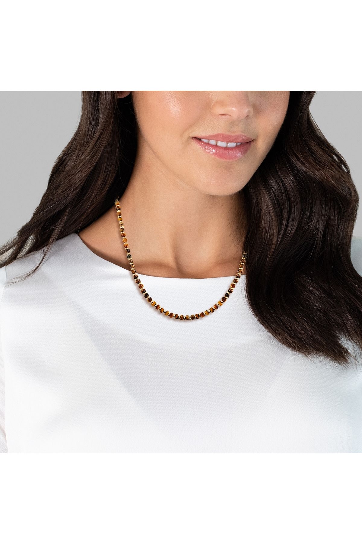 YOKOAMİİ-Modeschmuckhalskette Kette gelbgold braun 2