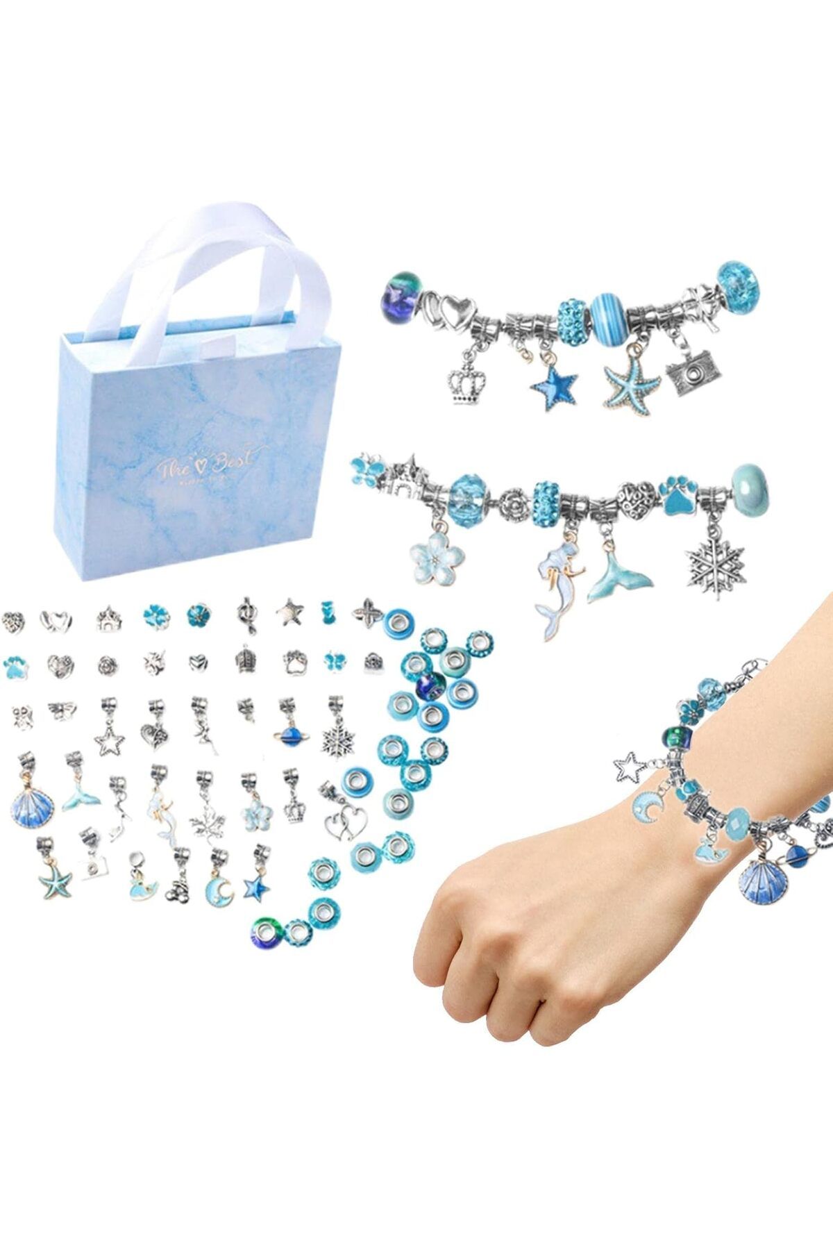 Yelajoy-Crystal Bracelet Making Set, Colorful Rich, Cute and exquisite, Suitable for kids 3+ years, Blue 1