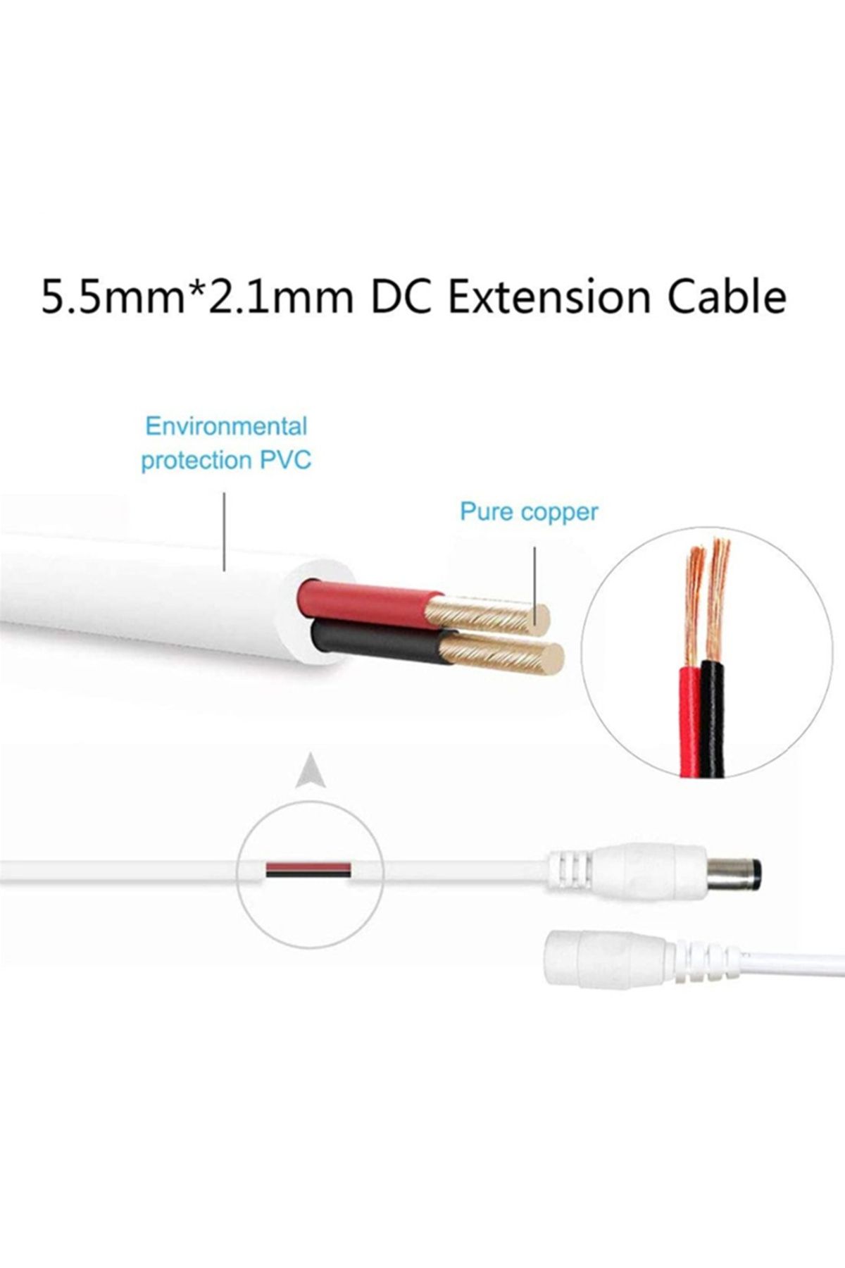 Choice-3m White Dc 12v Power Adapter Extension Cable 3m/5m/10m/15m/20m/30m Dc Male Female Connector Power E 5