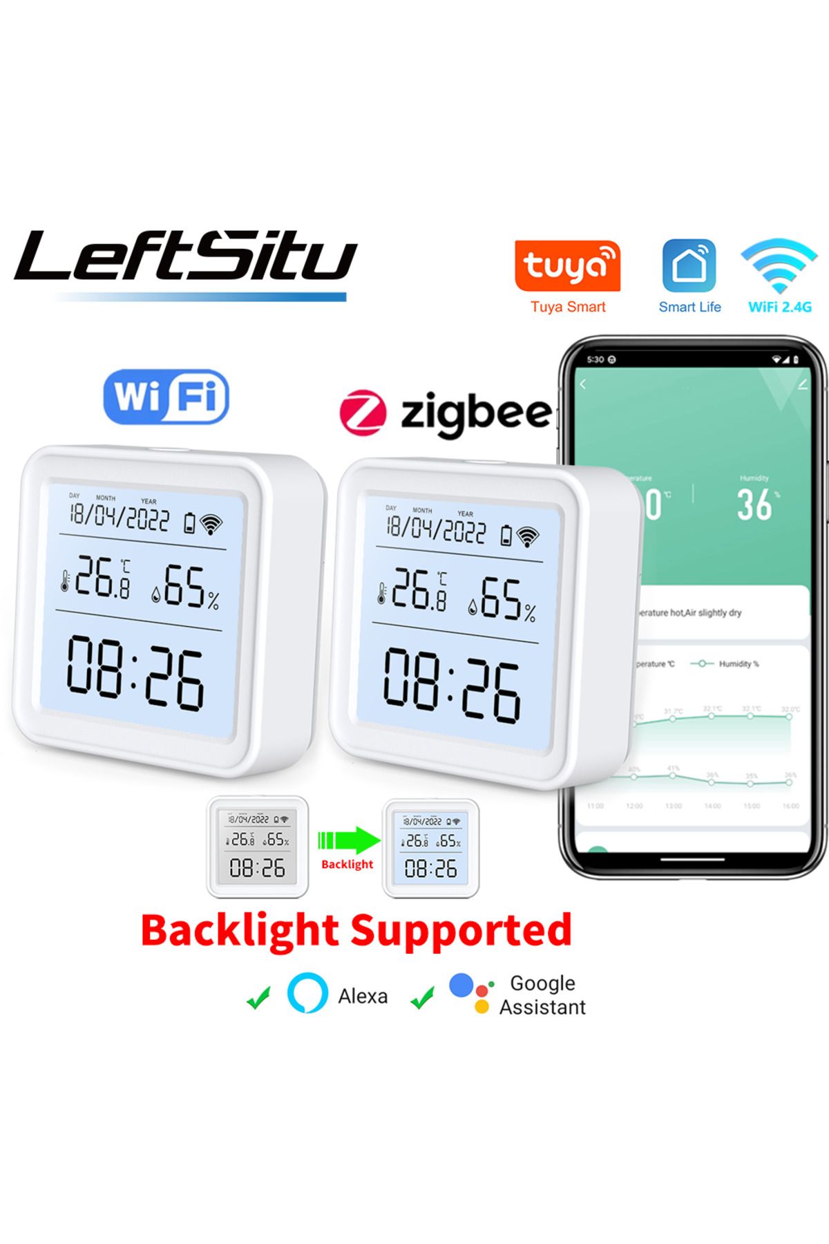 Choice-Wifi Version Tuya Zigbee Wifi Temperature Humidity Sensor Hygrometer Thermometer Detector Smart Life 1