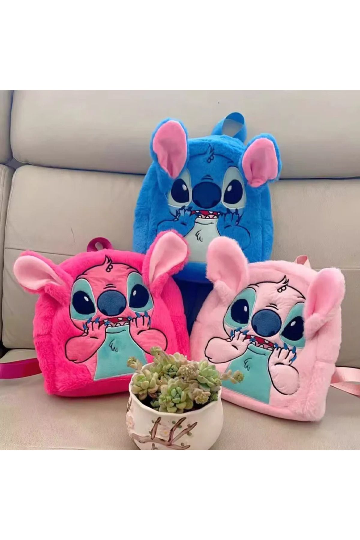 Choice-Disney Stitch Plush New Cartoon Backpack Fashion 3d Mini Women's Backpack Large Capacity Cute Chi... 2