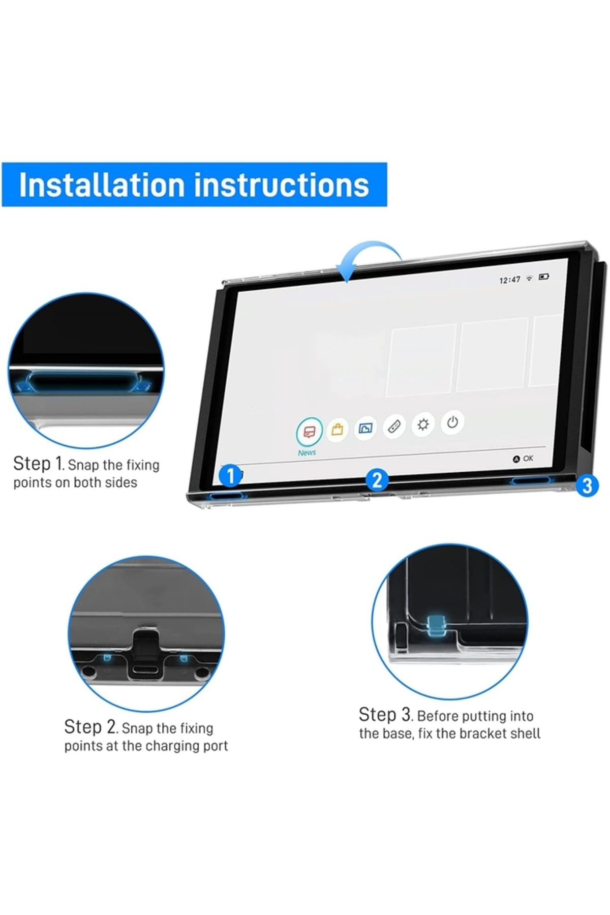 Choice-حافظة شفافة لجهاز Switch Oled لجهاز Switch Oled، غلاف شفاف قابل للرسو متوافق مع Switch Protec 3