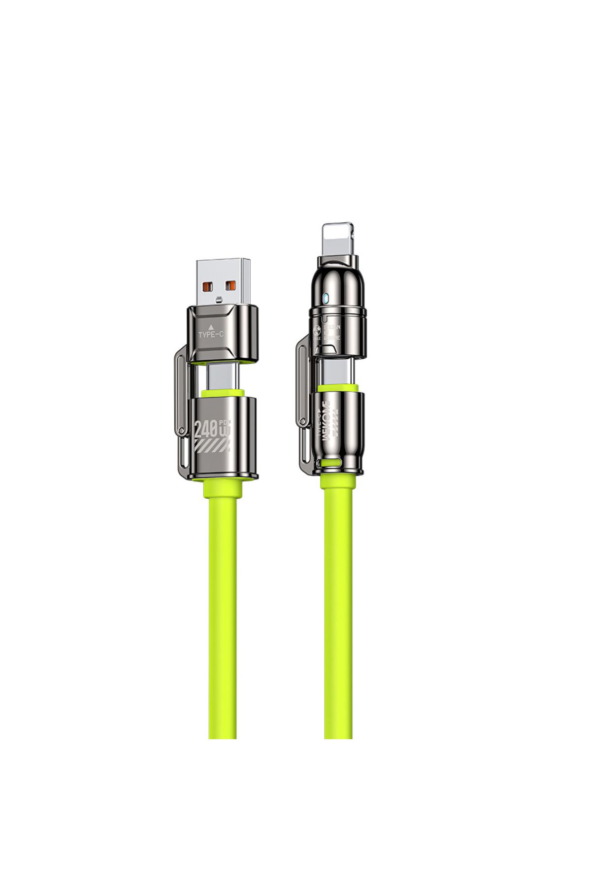 Choice-1.2m Green 4-in-1 Kirsite Cable 240w Super Fast Charging Multiple Functions For Iphone8-16 Promax Ip 1
