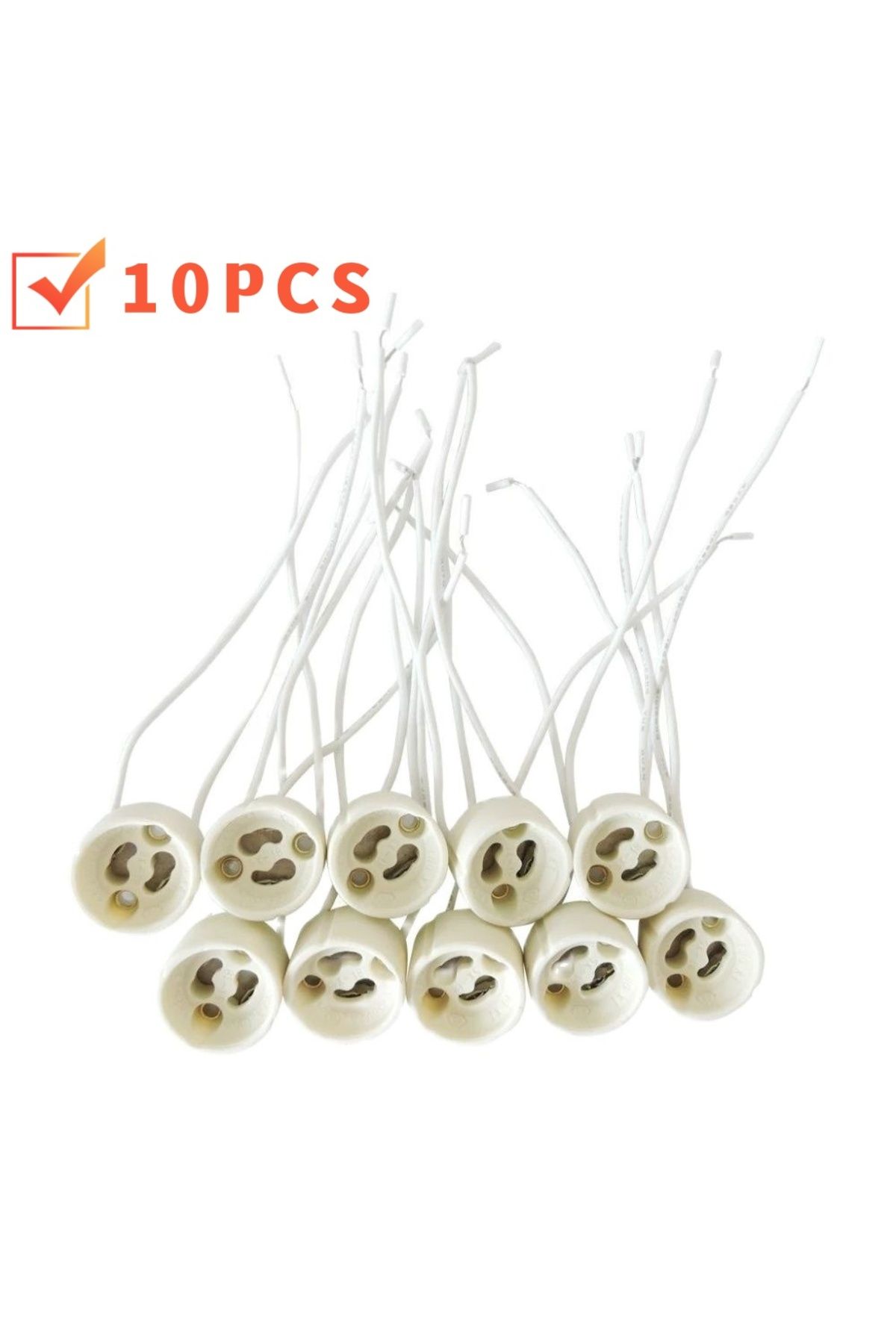 Choice-10pcs 10-50pcs 15cm Gu10 Led Bulb Holder Halogen Lamp Holder Led Lamp Holder Ceramic Body Wiring Soc 1