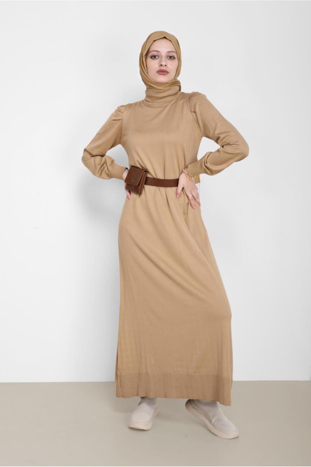 TRENDTESETTÜR-Women's Brown Tricot Dress - t 42061 1