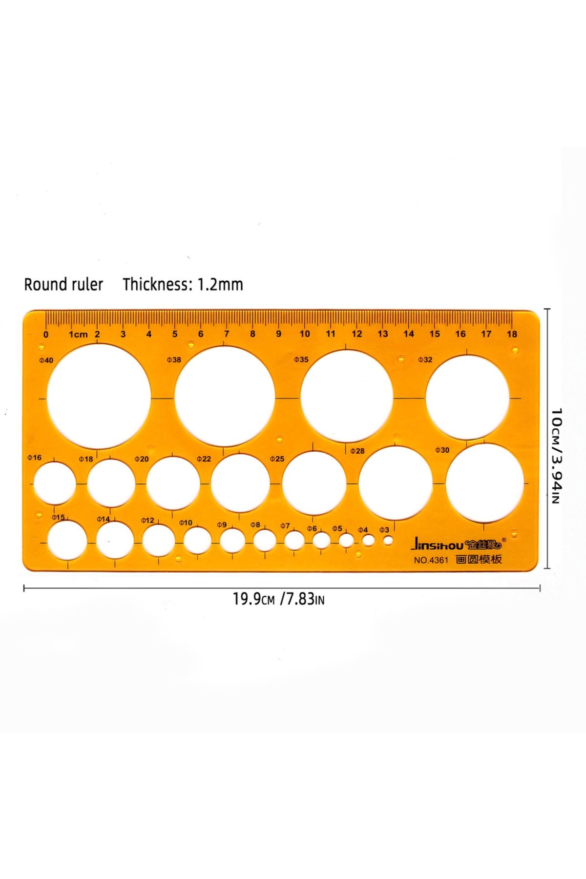 Choice-4361 Circular Oval Ruler Durable K Resin Drawing Design Furniture Architect Template Drafting Ruler 1