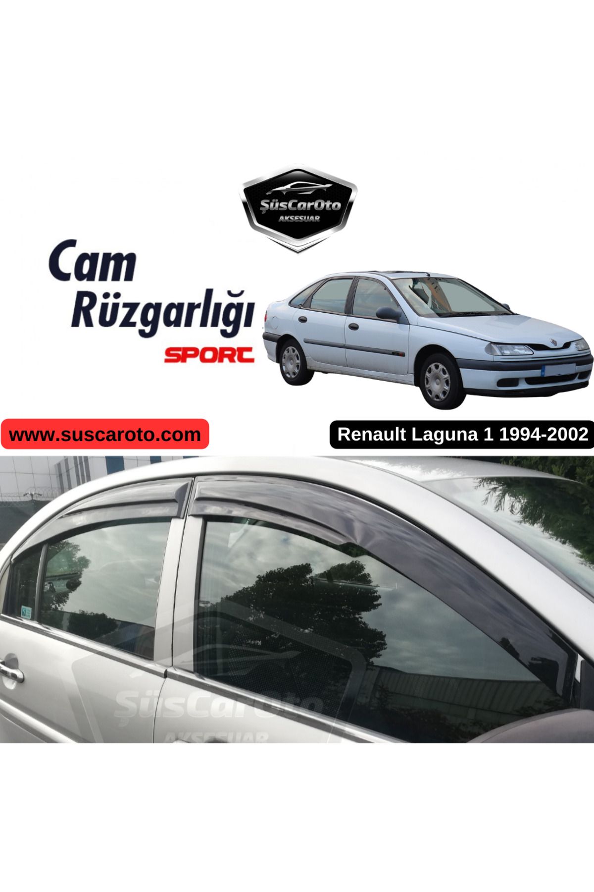 caralp Renault Laguna 1 1994-2002 Uyumlu Mugen Cam Rüzgarlığı Seti Piano Black 4'lü İthal