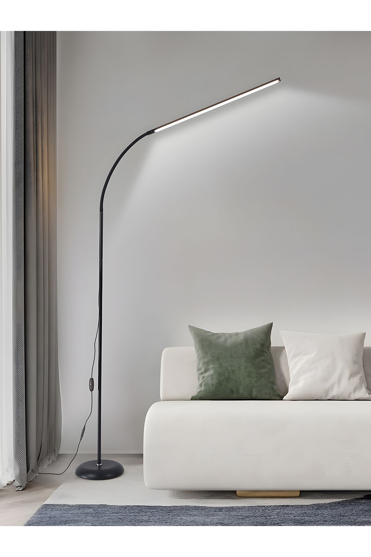 COOYA-مصباح أرضي LED بسيط، قابل للتعديل بزاوية 360 درجة، مفتاح زر ضغط، سطوع ثابت، 12 وات، أسود 1