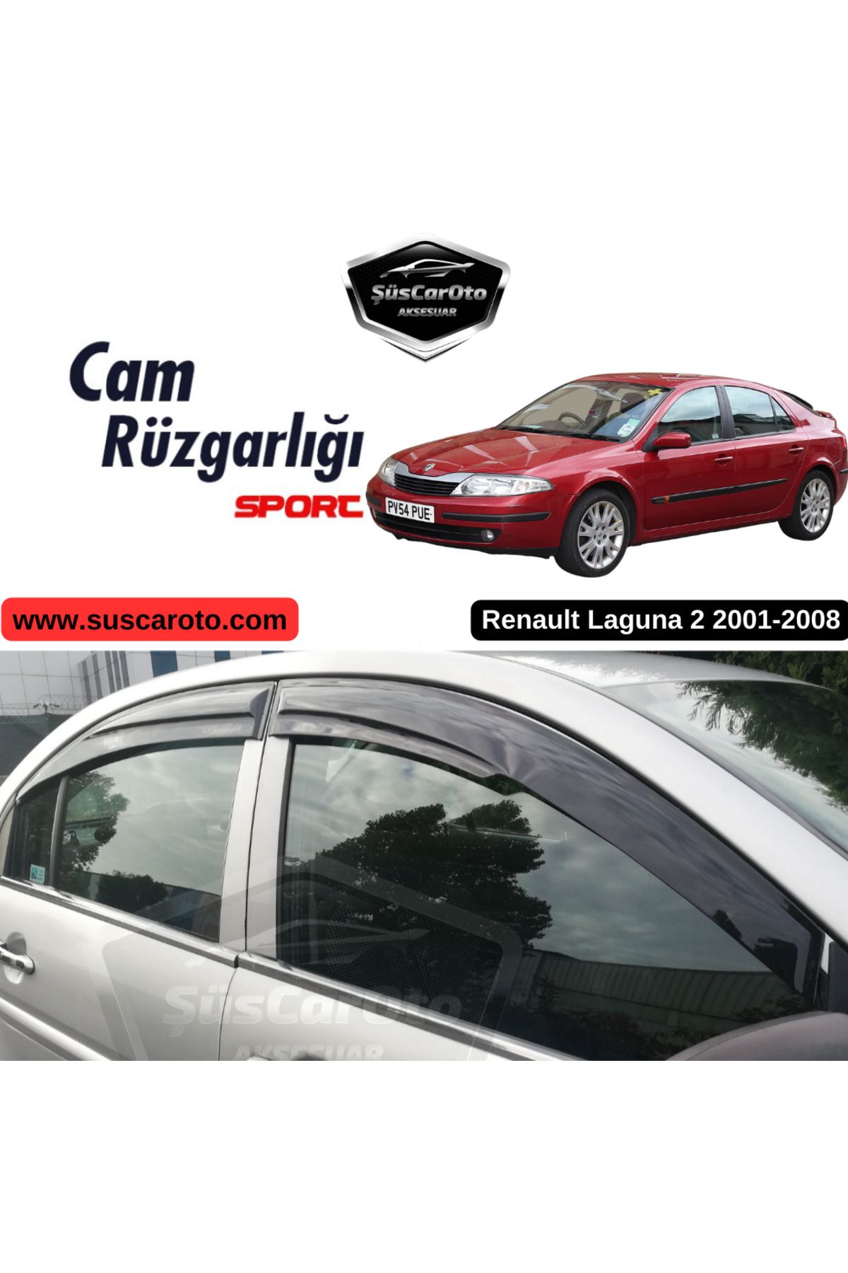 caralp Renault Laguna 2 2001-2008 Uyumlu Mugen Cam Rüzgarlığı Seti Piano Black 4'lü İthal