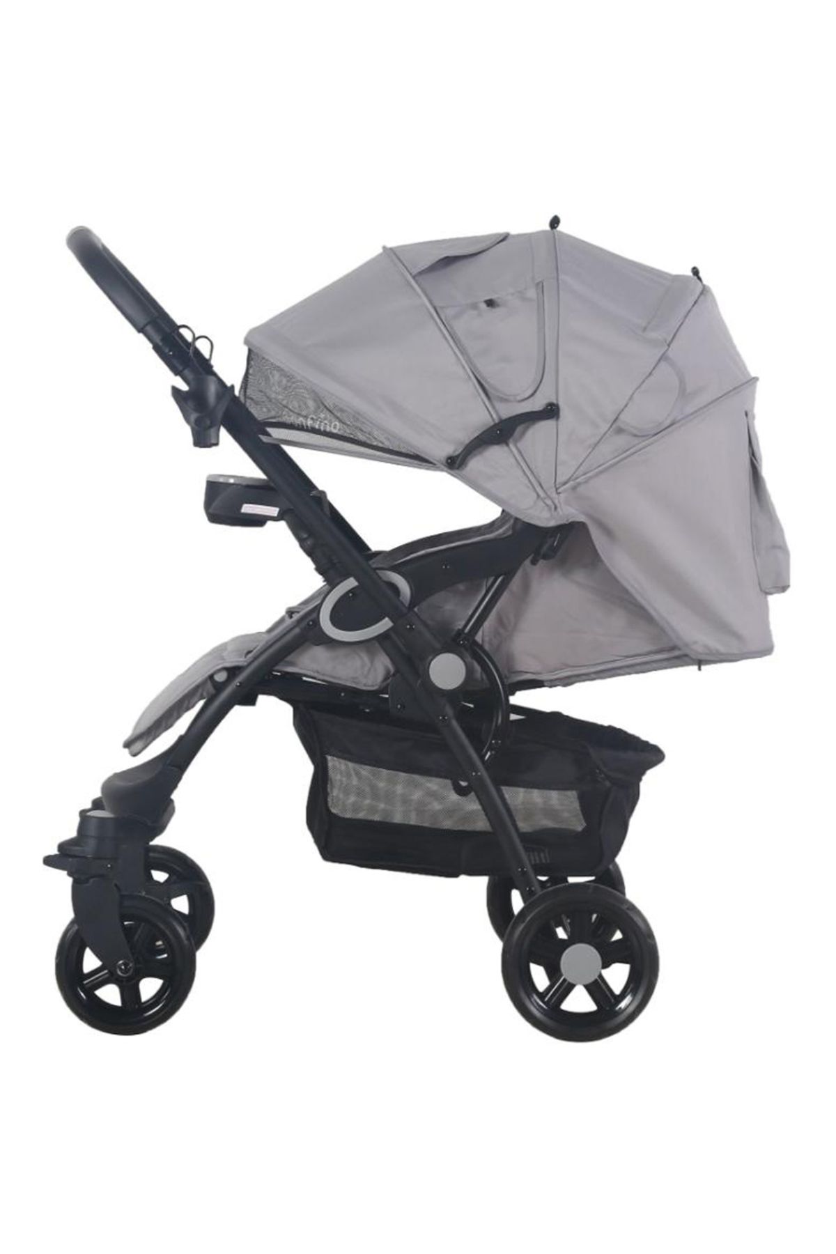 Bonfino-Helios Stroller with Shock Absorbent Wheels, Multi-Recline, Mosquito Net - Grey 6