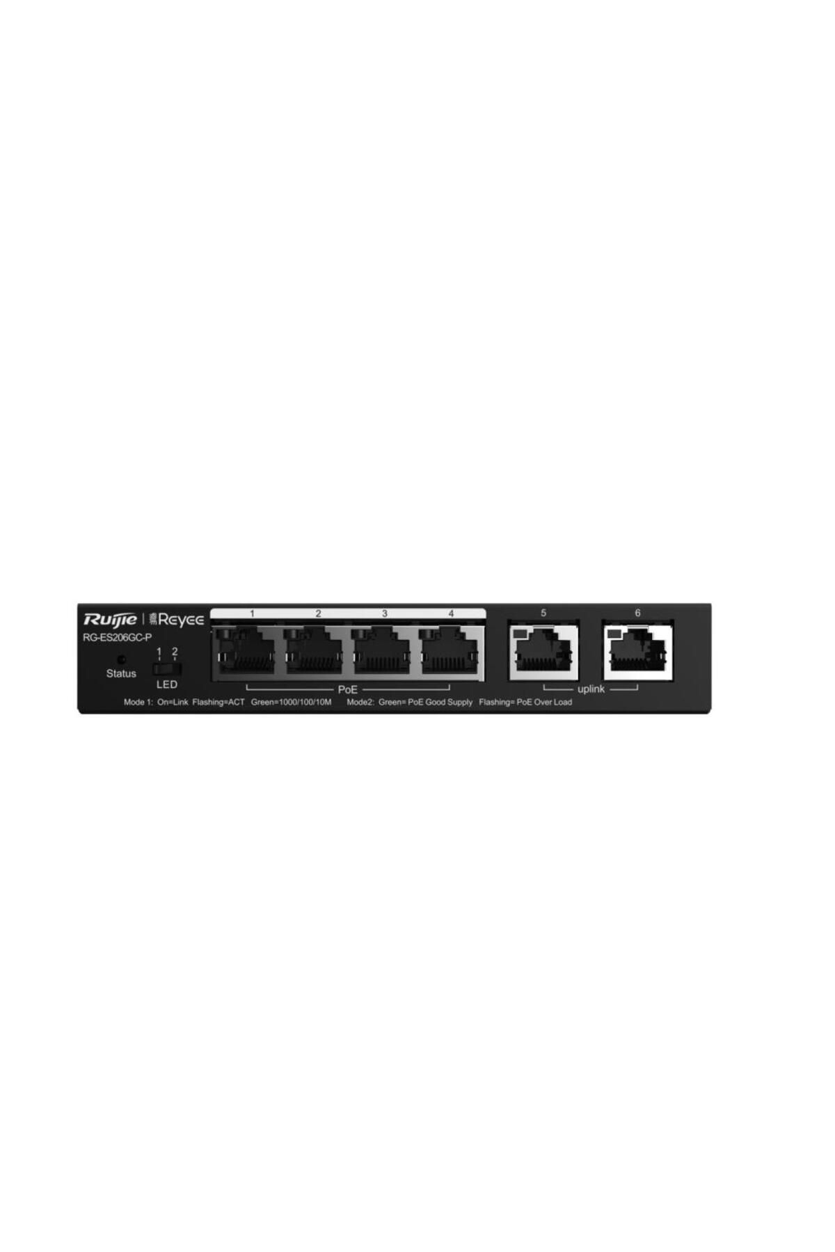 RUIJIE Reyee Rg-es206gs-p 6 Portlu, 10/100/1000 Gigabit, Yönetilebilir Switch, 1 Gigabit Uplink, 1 G