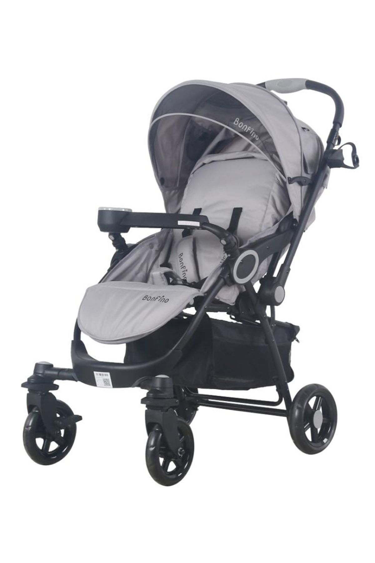 Bonfino-Helios Stroller with Shock Absorbent Wheels, Multi-Recline, Mosquito Net - Grey 5
