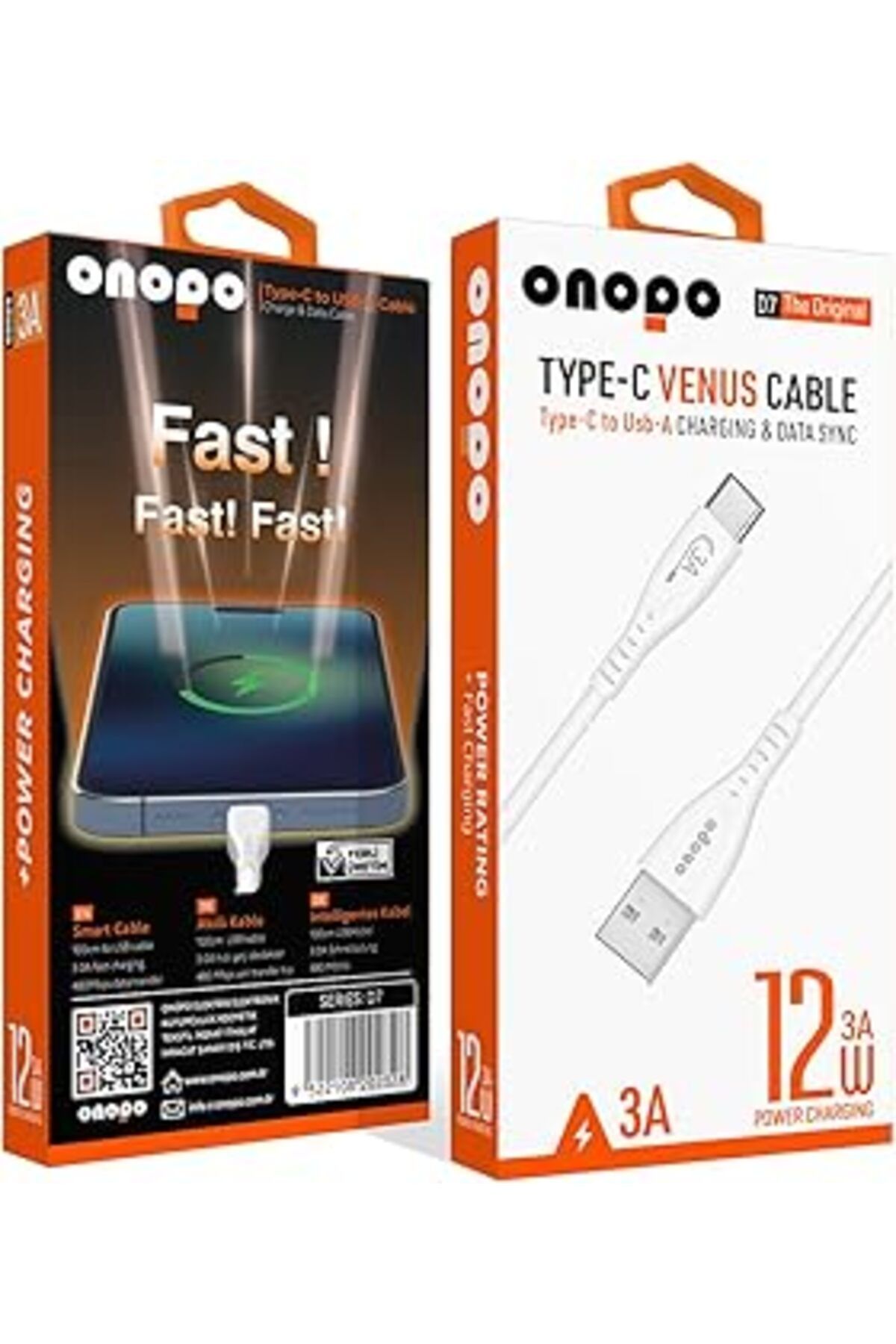 YTT Marketing Onopo Android Uyumlu Type-C Usb Hızlı Şarj Ve Data Kablosu 3.0A / 1Mt - D7