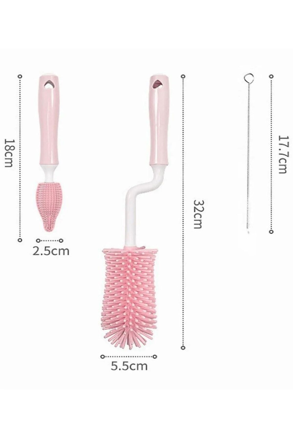 Özasya AVM Pembe Renk Silikon Uçlu Ekstra Yumuşak Kıllı Sağlam Kavanoz Bardak Şişe Ve Biberon Temizleme Fırçası fotoğrafı 3 (önizleme)
