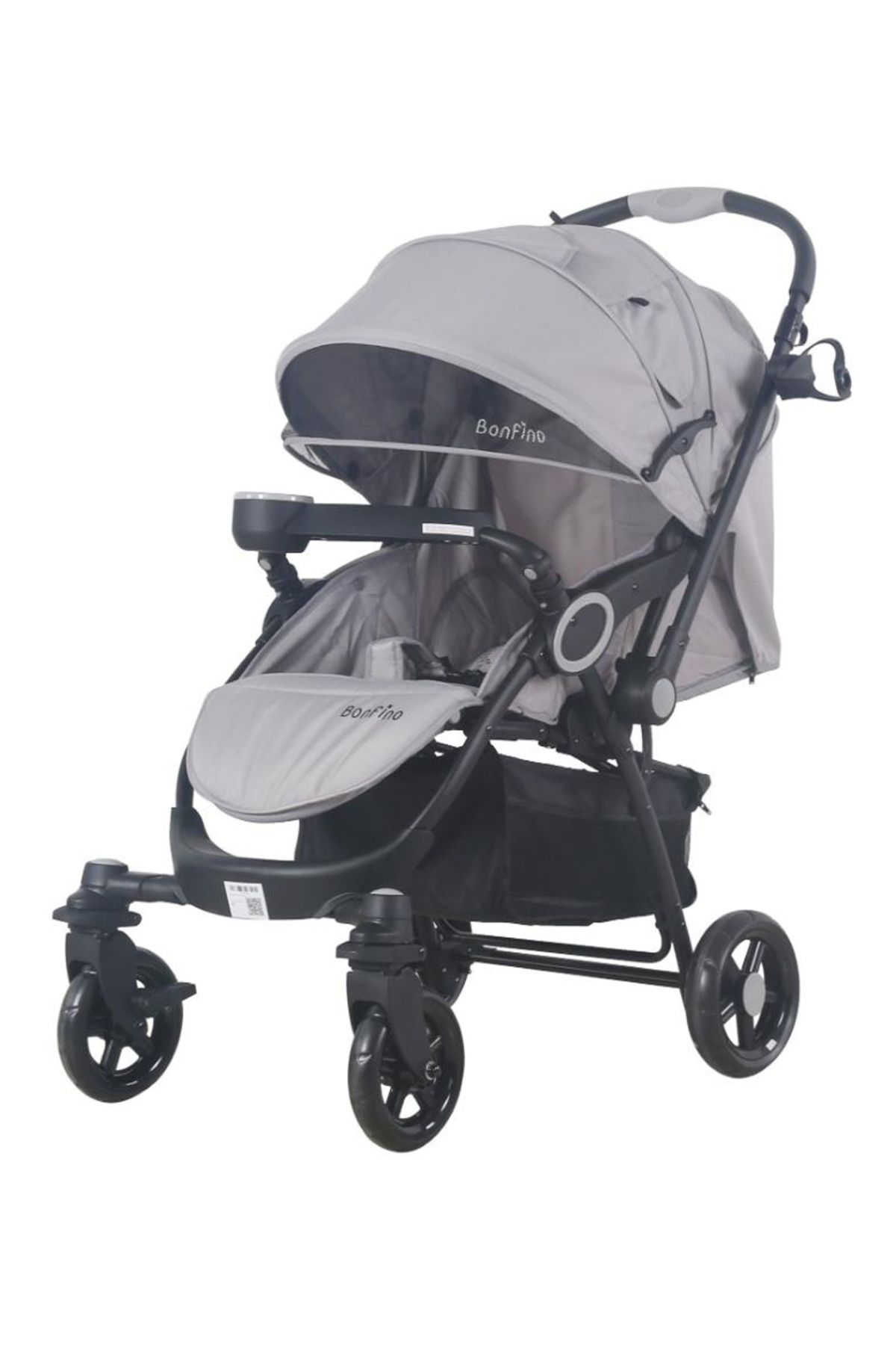 Bonfino-Helios Stroller with Shock Absorbent Wheels, Multi-Recline, Mosquito Net - Grey 4