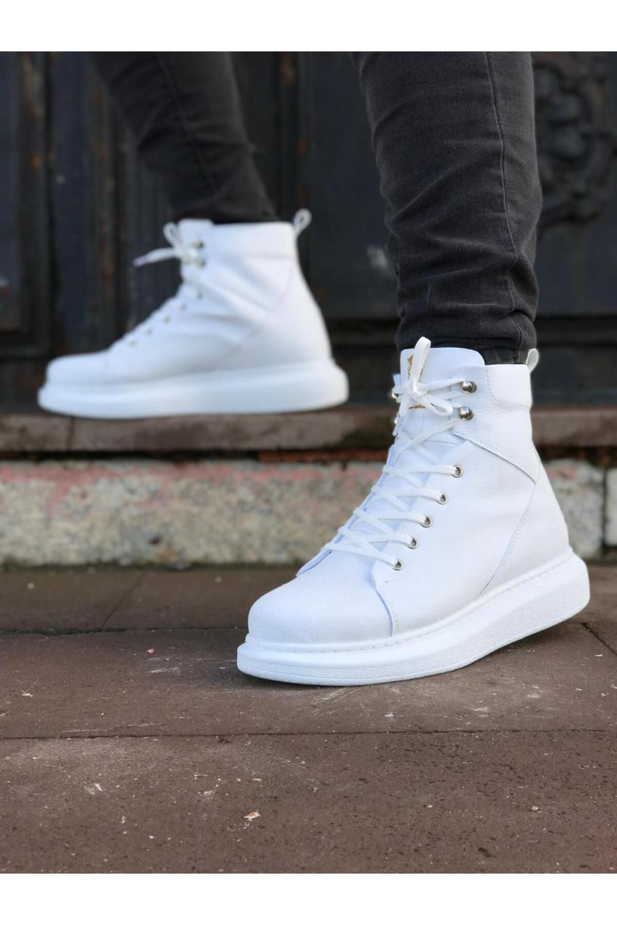 Knack-White High Sole Shoes - B-080 2