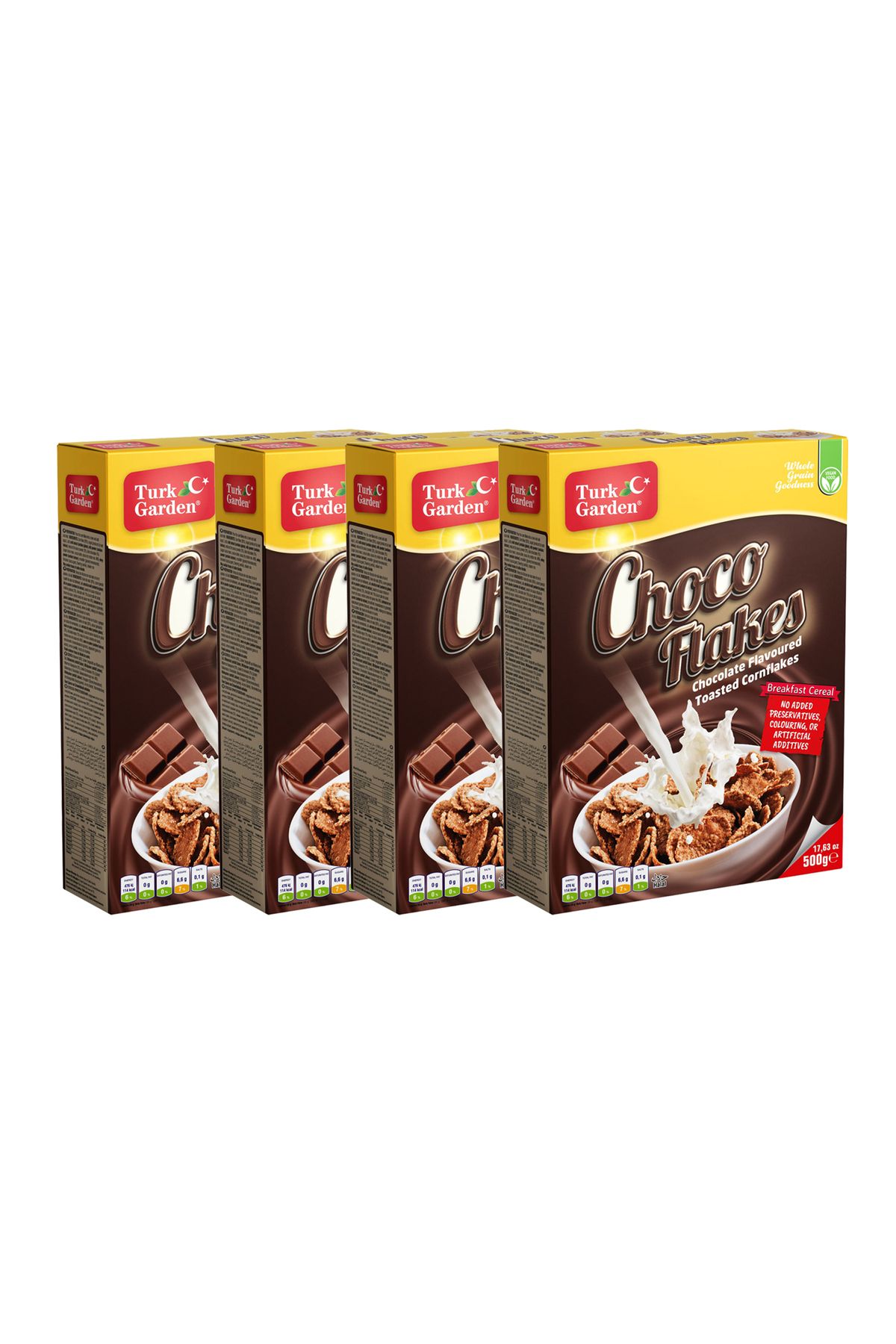 TURK GARDEN Choco Flakes Kakaolu Mısır Gevreği 500 gr 4'li Paket