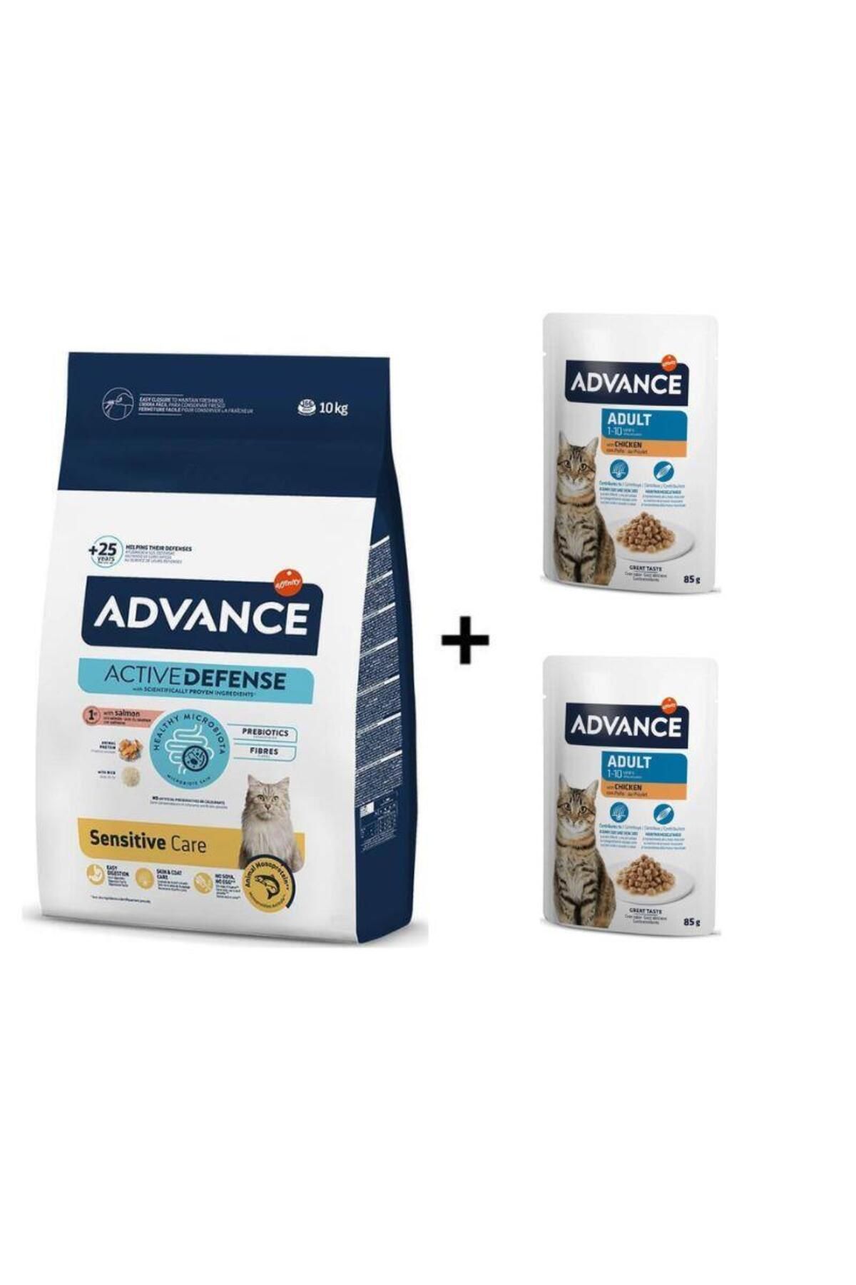 Advance Somonlu Hassas Yetişkin Kedi Maması 10 Kg + 2 Adet Advance Tavuklu Yetişkin Kedi Pouch Yaş M