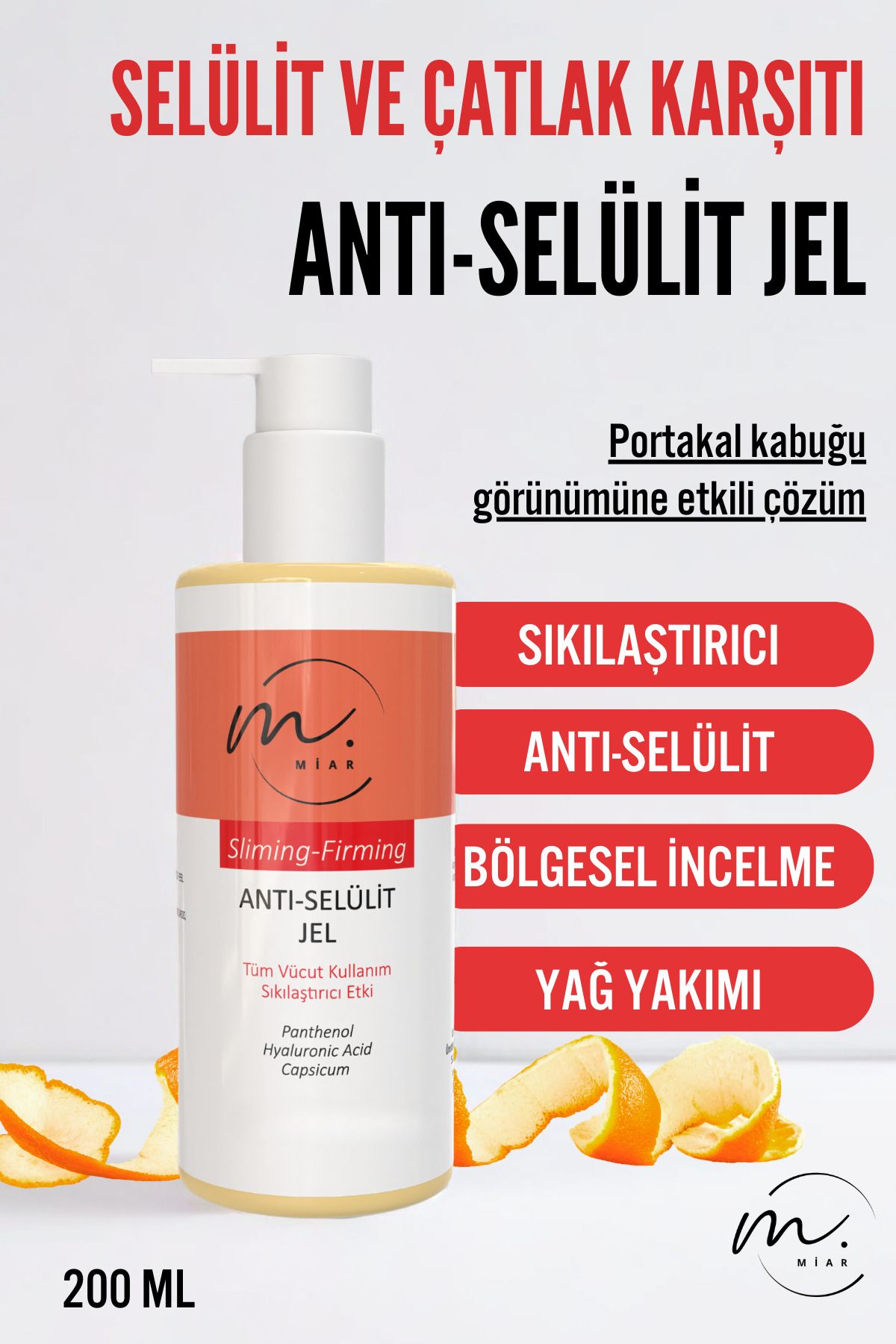 miar Selülit Ve Çatlak, Inceltme, Sıkılaştırma Etkili Selülit Gidermeye Yardımcı Selülit Jel 200 ml