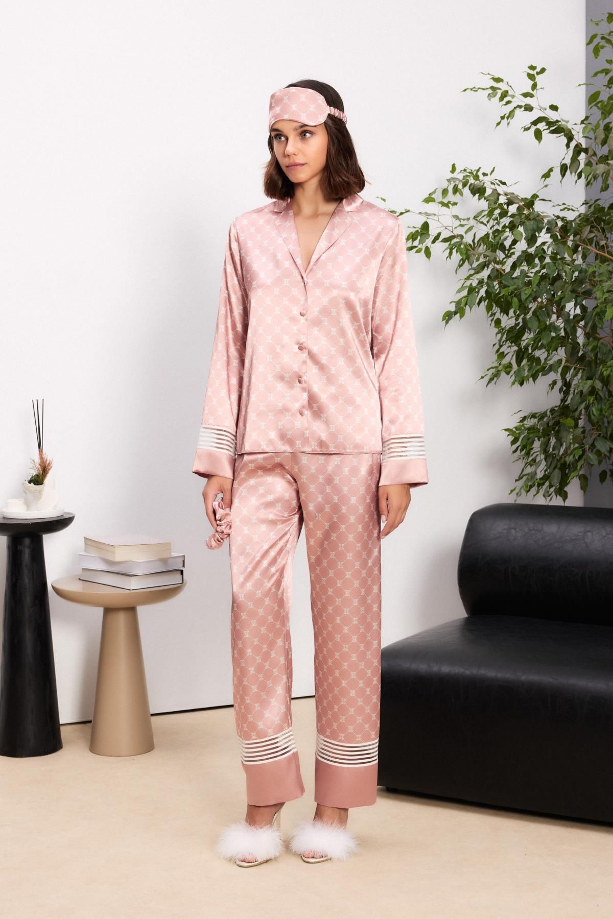 Bordomix Saten Kadın Pijama Takımı - 1320 Brandy