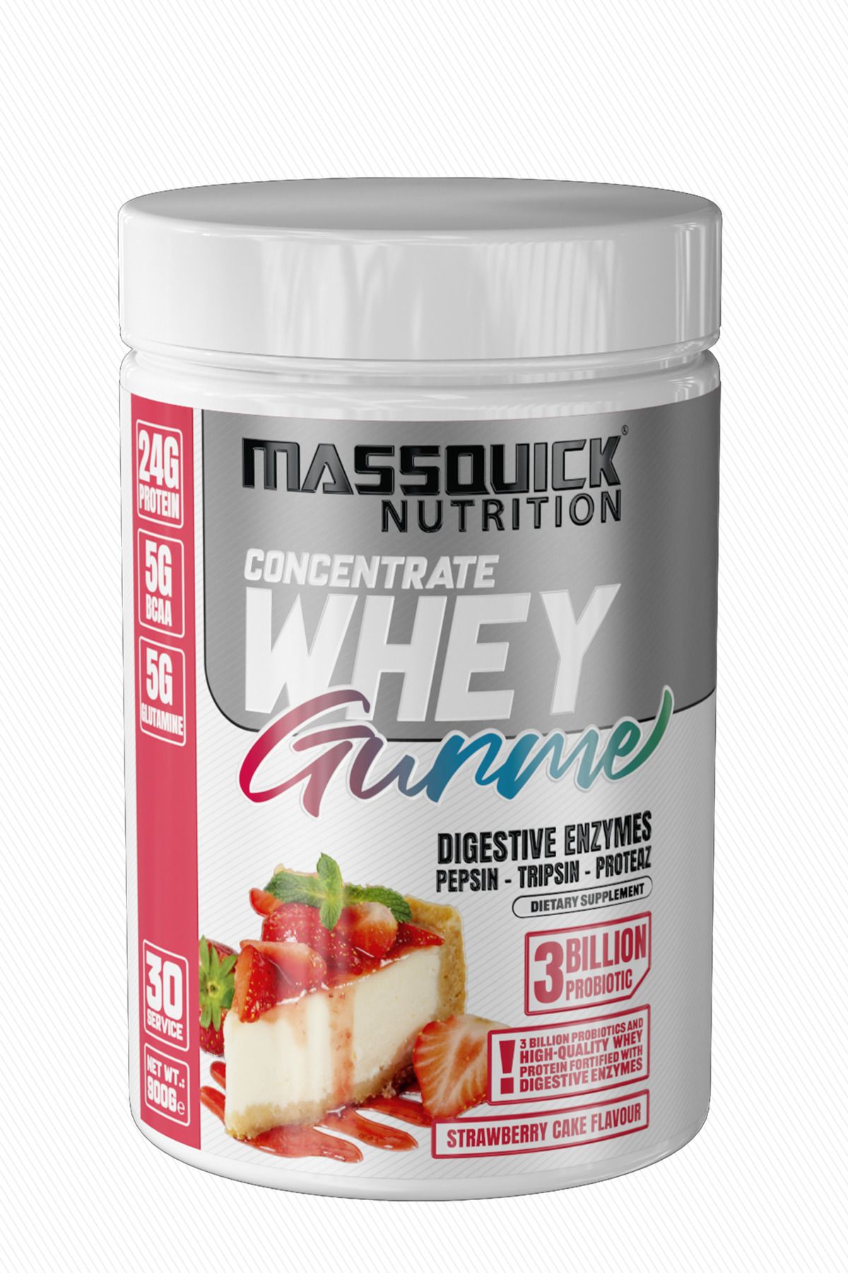 massquick Gurme Whey Protein 900G 30 Servis Çilekli Pasta Aromalı