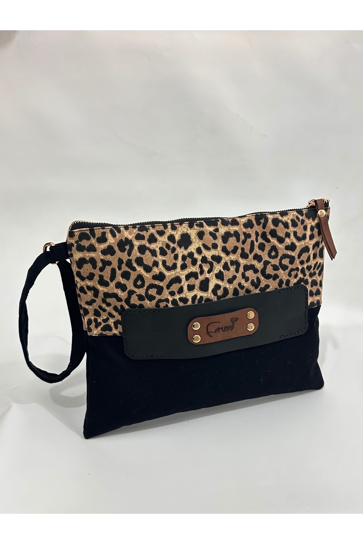 feruss leopar clutch çanta