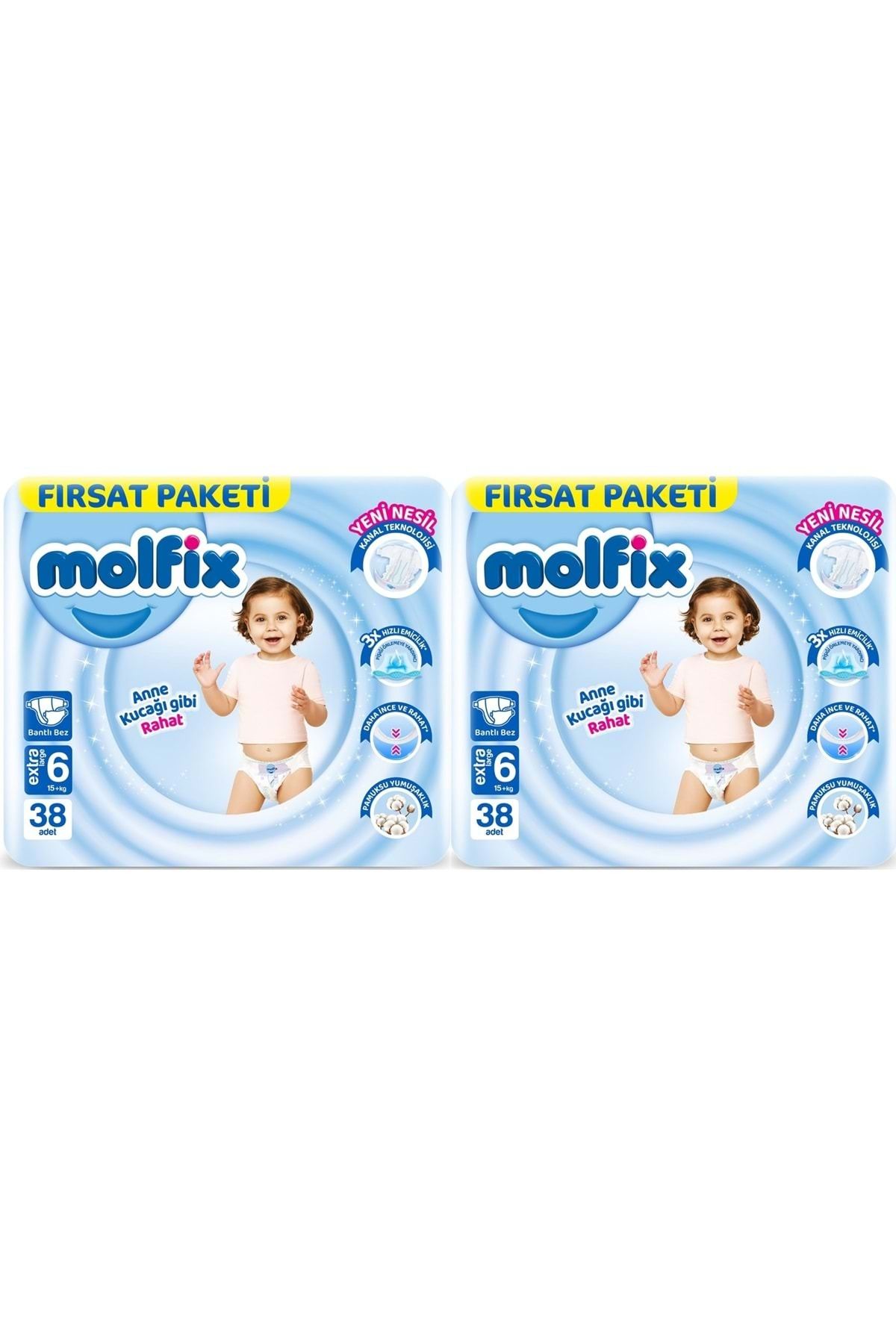 Molfix Bebek Bezi Beden:6 (15 KG) Extra Large 76 Adet Ekonomik Fırsat Pk