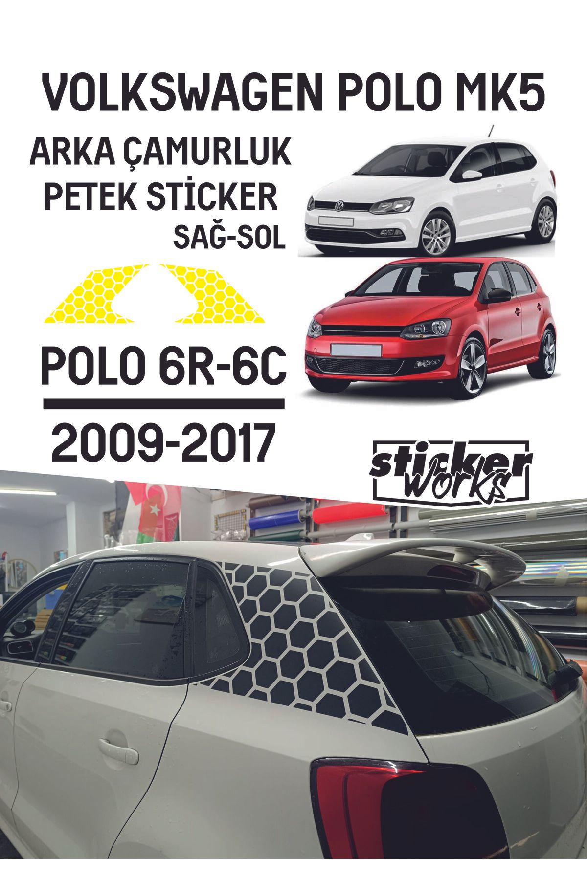 Sticker Works Vw Polo Arka Çamurluk Petek Sticker - Sarı