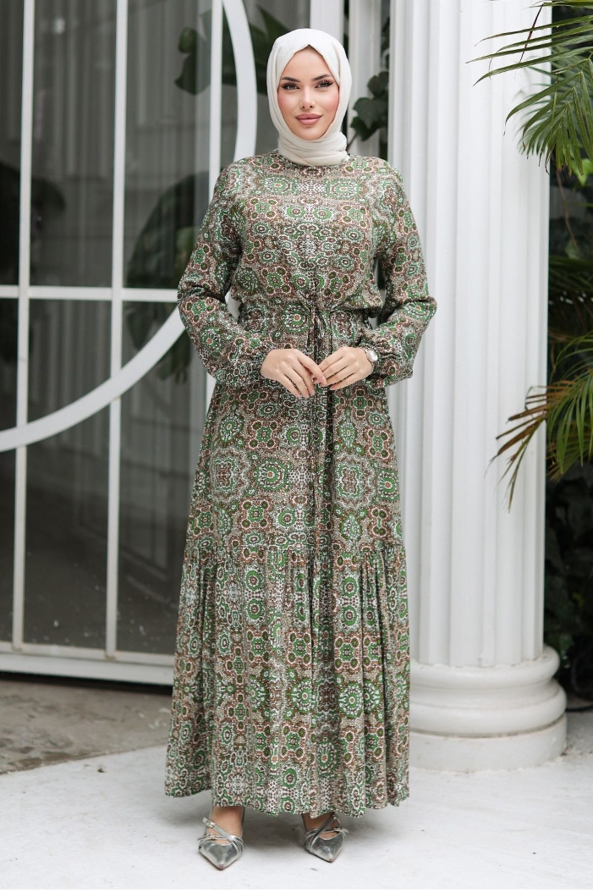 Bestenur-Yeral Woven Viscose Dress 1326 - Green 3