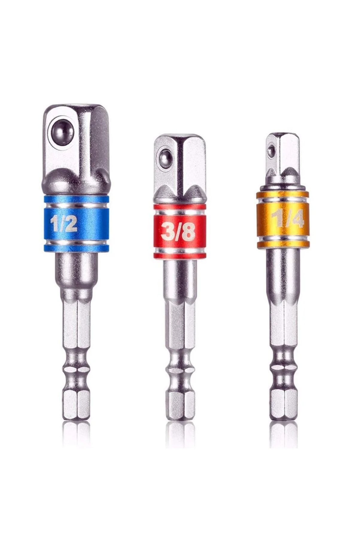 LIXIU-3pcs Set Impact Driver Socket Extension Adapter Extended Converter Power Drill Hex To High Speed Nut 1
