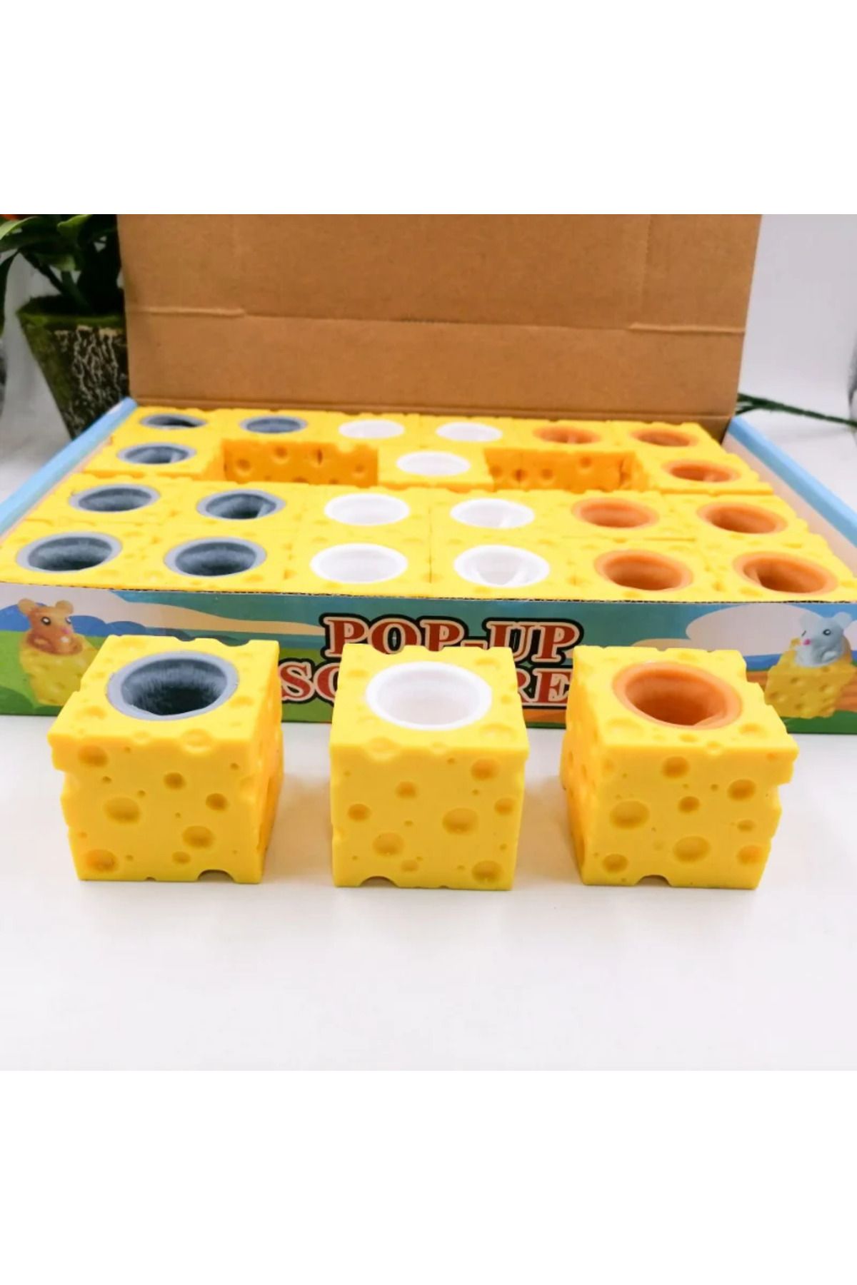 Choice-1 Pcs Random Pop Up Funny Mouse And Cheese Block Squeeze Anti-stress Toy Hide And Seek Figures Stres 5